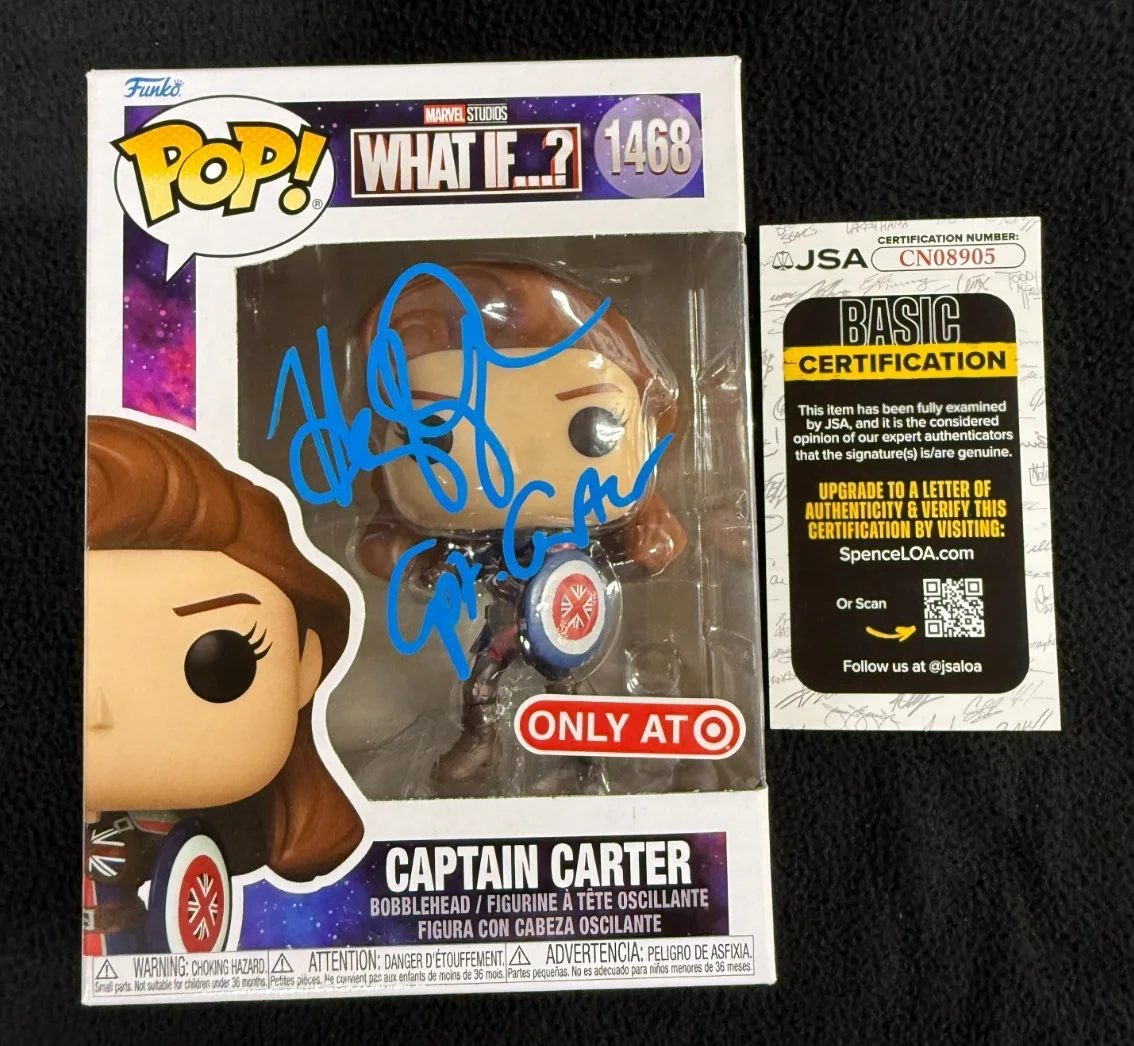 Hayley Atwell — Hayley Atwell Signed & Inscribed Captain Carter What If Funko Pop Figure JSA COA