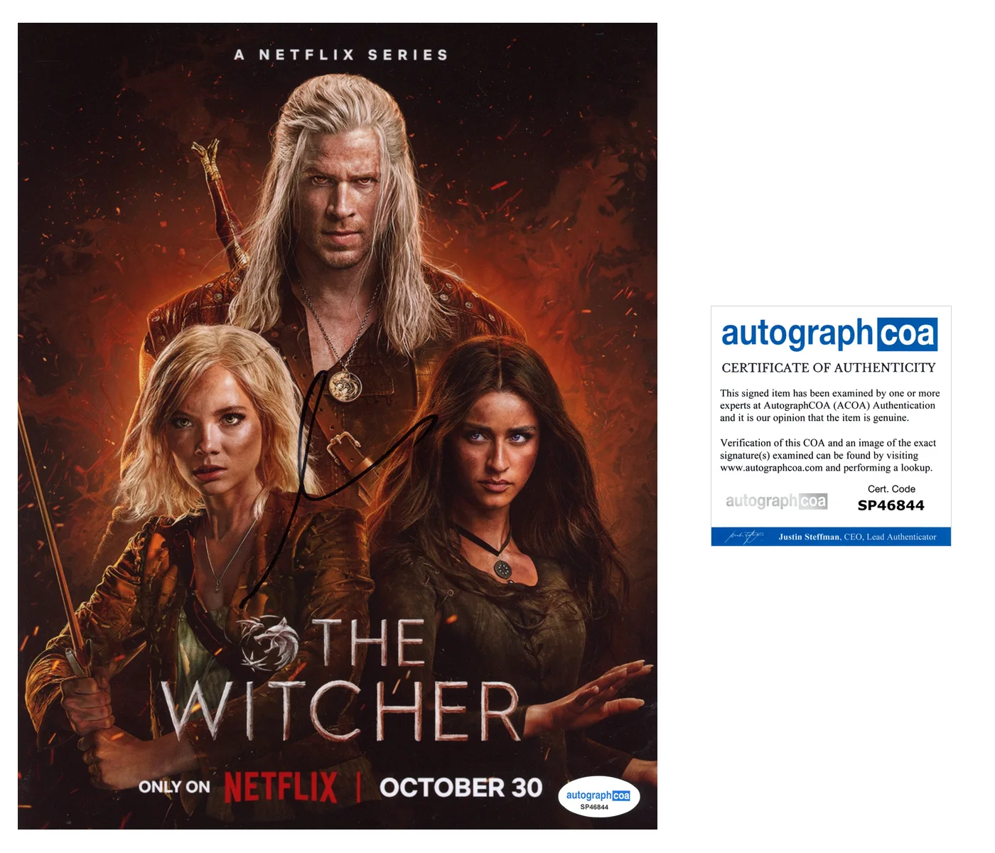 Liam Hemsworth Witcher Autographed Signed 8x10 Photo ACOA, image 2
