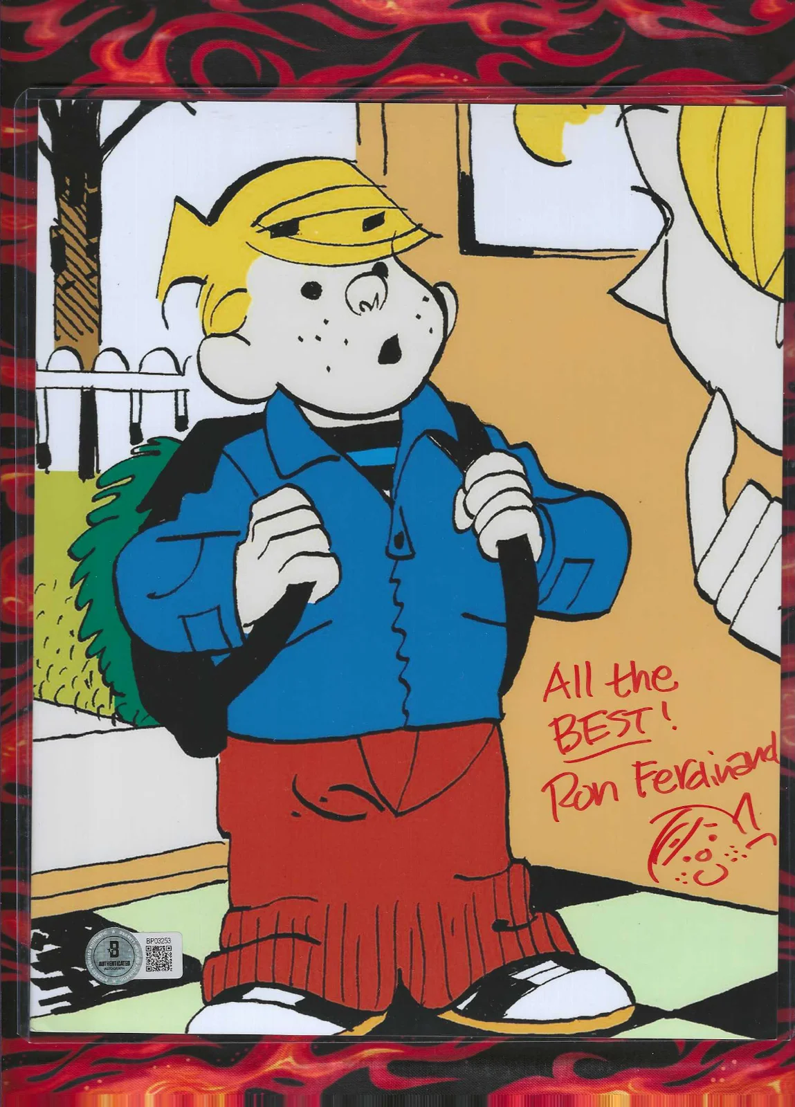 Ron Ferdinand — Dennis the Menace Cartoon Artist Ron Ferdinand Signed 8x10 Photo w/ Sketch (BAS)