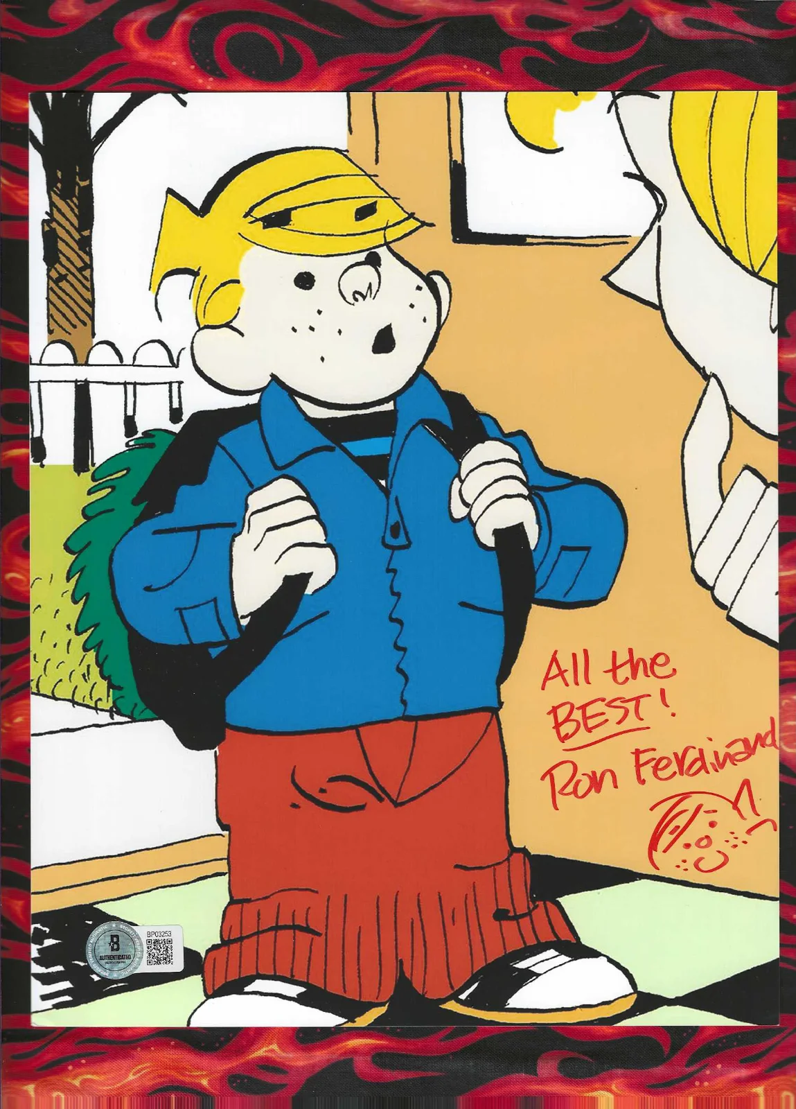 Ron Ferdinand — Dennis the Menace Cartoon Artist Ron Ferdinand Signed 8x10 Photo w/ Sketch (BAS), изображение 3