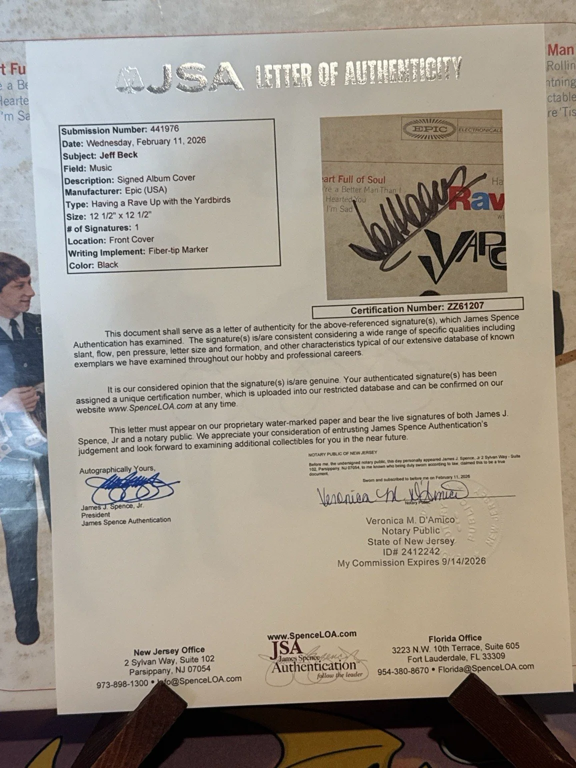 Jeff Beck Signed Yardbirds Having A Rave Up LP JSA LOA Legendary Autograph 🎸, изображение 3