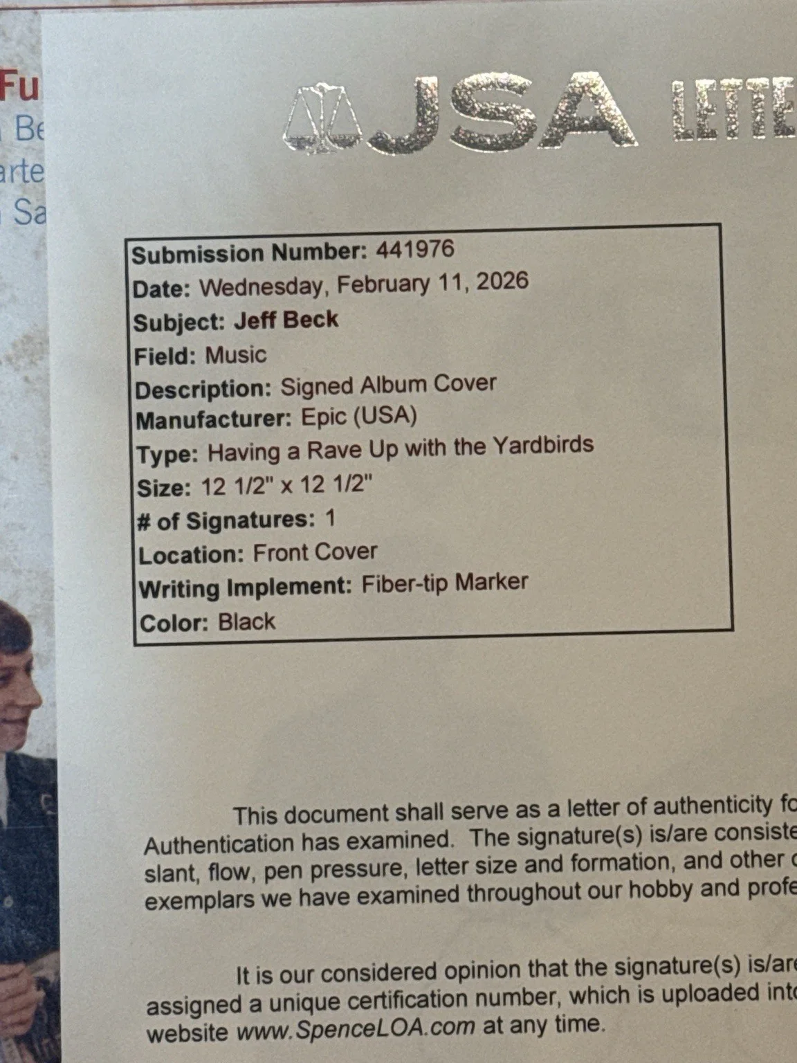 Jeff Beck Signed Yardbirds Having A Rave Up LP JSA LOA Legendary Autograph 🎸, изображение 4
