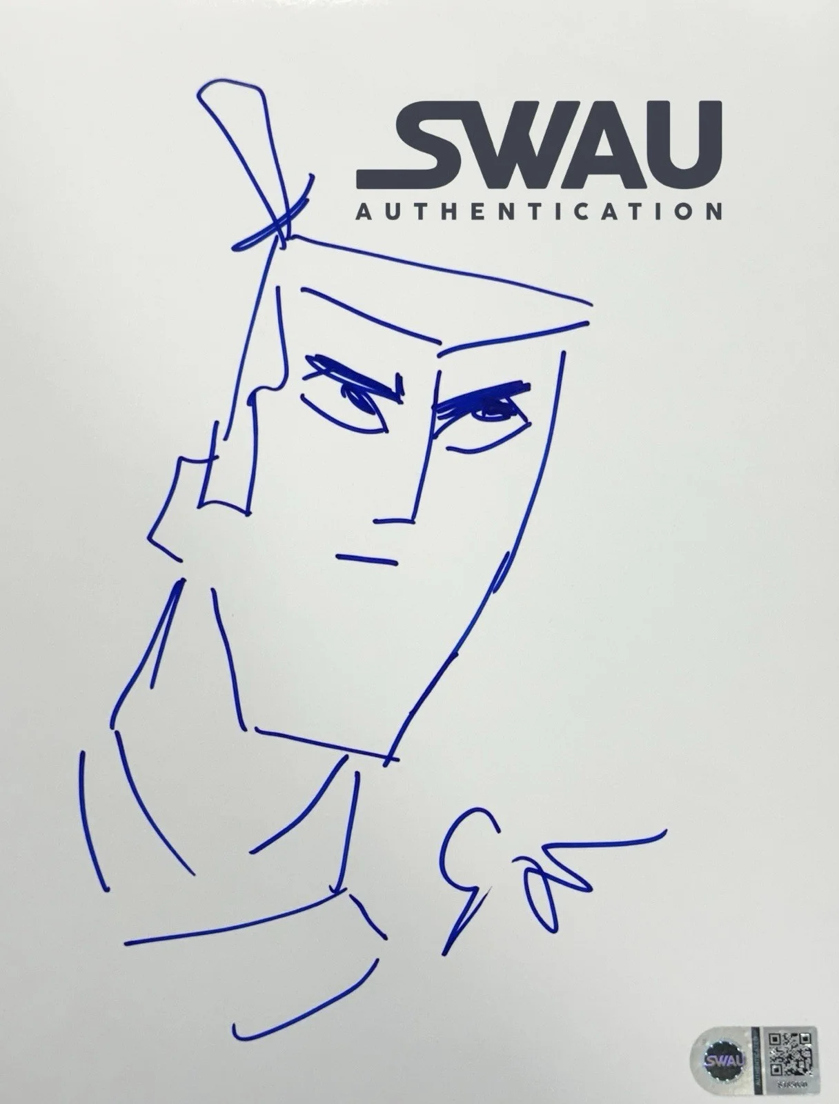 genndy tartakovsky — Genndy Tartakovsky Signed 8 x 5 11 photo Paper Samurai Jack Drawn Sketch SWAU