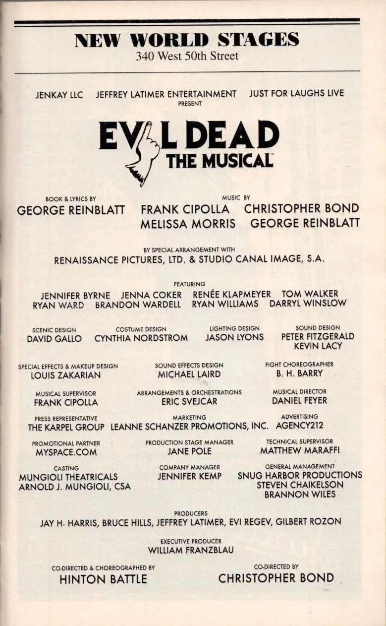 Cast — Evil Dead The Musical Signed Autographed Cast Playbill, image 2