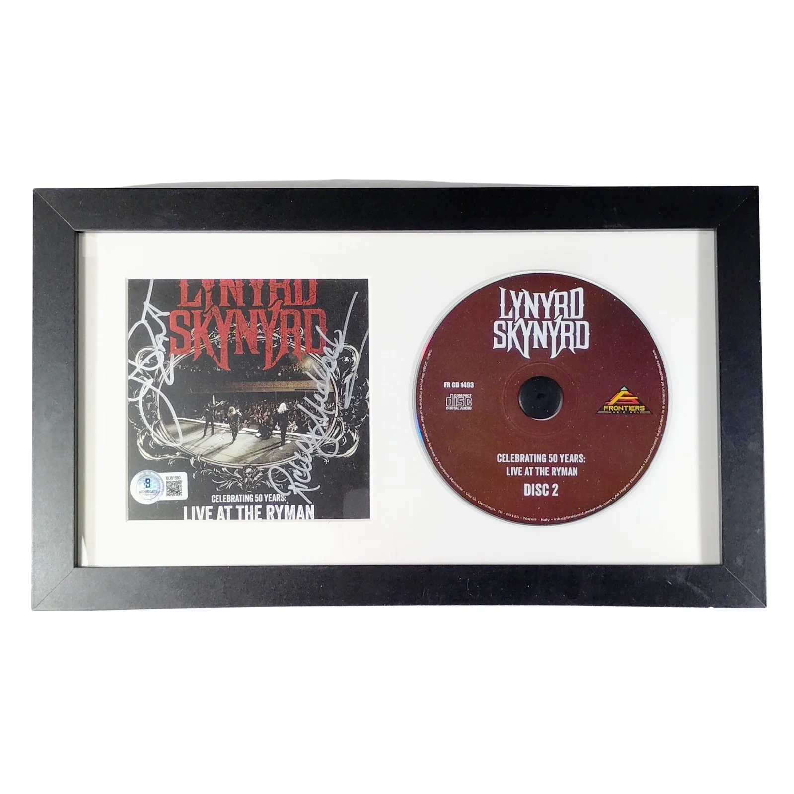 Johnny Van Zant and Ricky Medlocke — Johnny Van Zant Lynyrd Skynyrd Signed 50 Years Live Ryman CD Framed Beckett COA