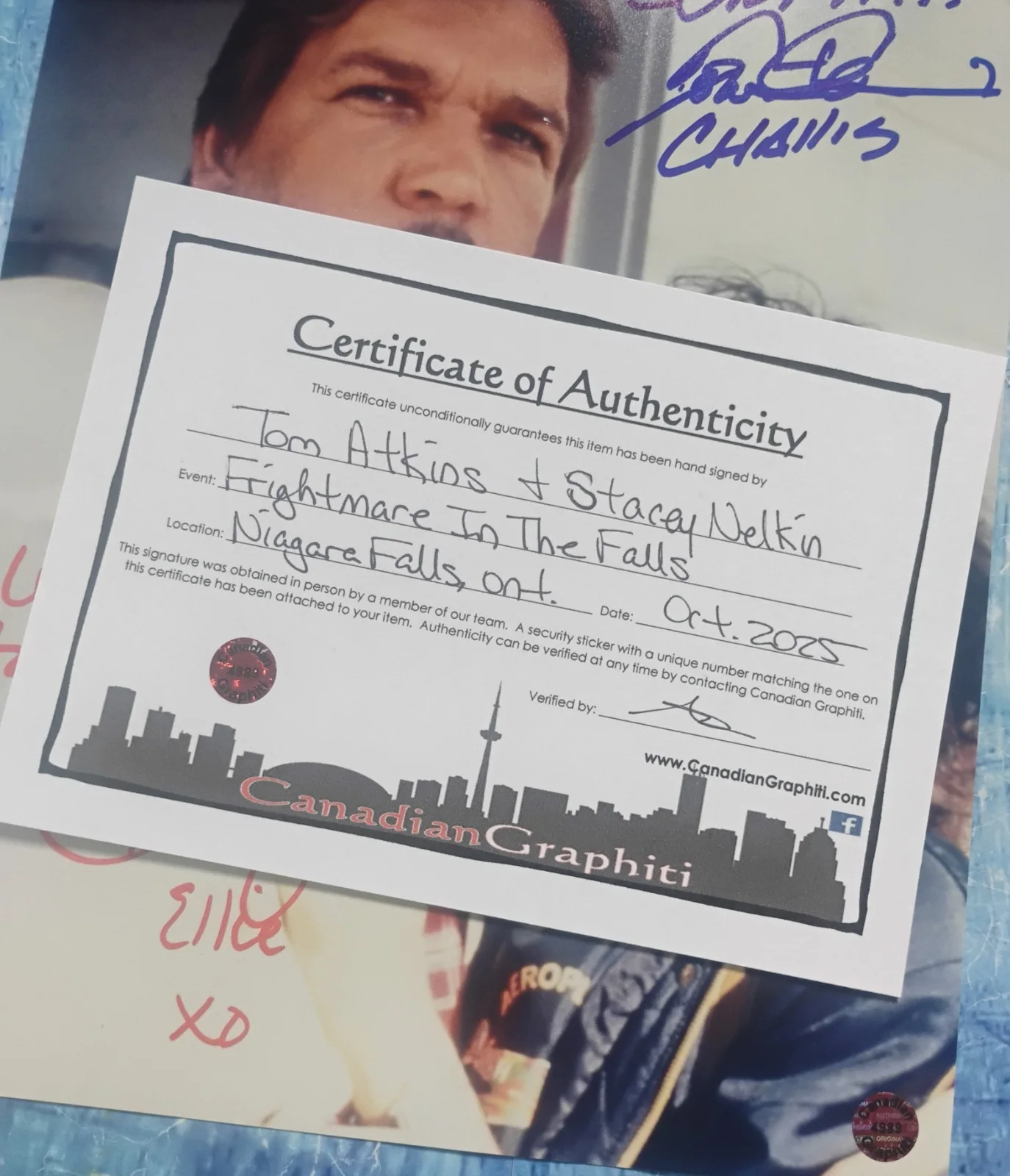 Tom Atkins & Stacey Nelkin Hand Signed 8x10 Photo COA Halloween 3 NO US TARIFFS, изображение 5