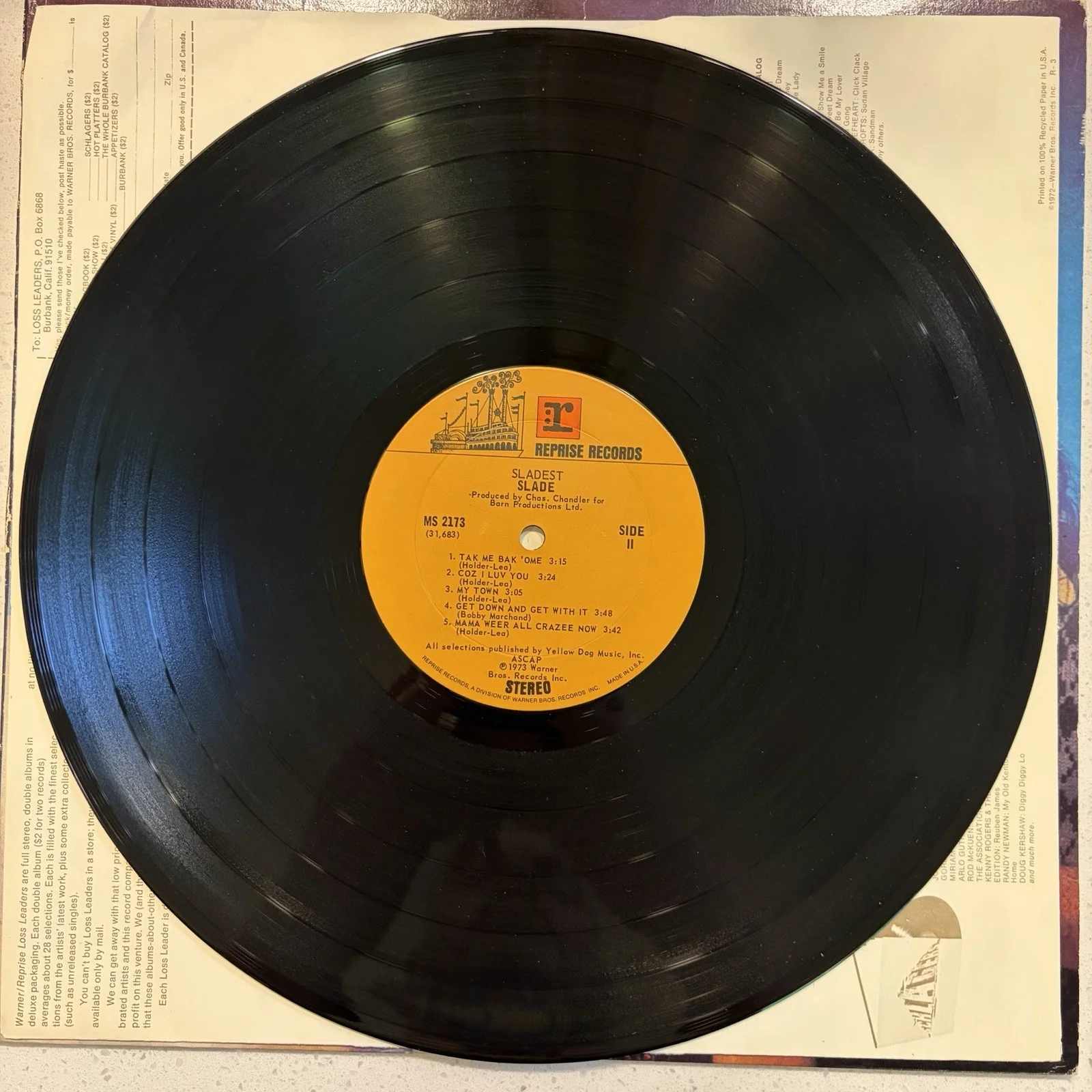 SLADE - Sladest Vinyl LP (1973) Reprise MS 2173 First US Pressing Glam Rock, изображение 3