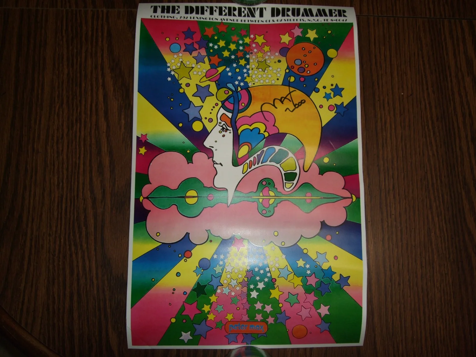 Peter Max — Peter Max Autographed Psychedelic Art 11X16 Poster of "THE DIFFERENT DRUMMER", изображение 2