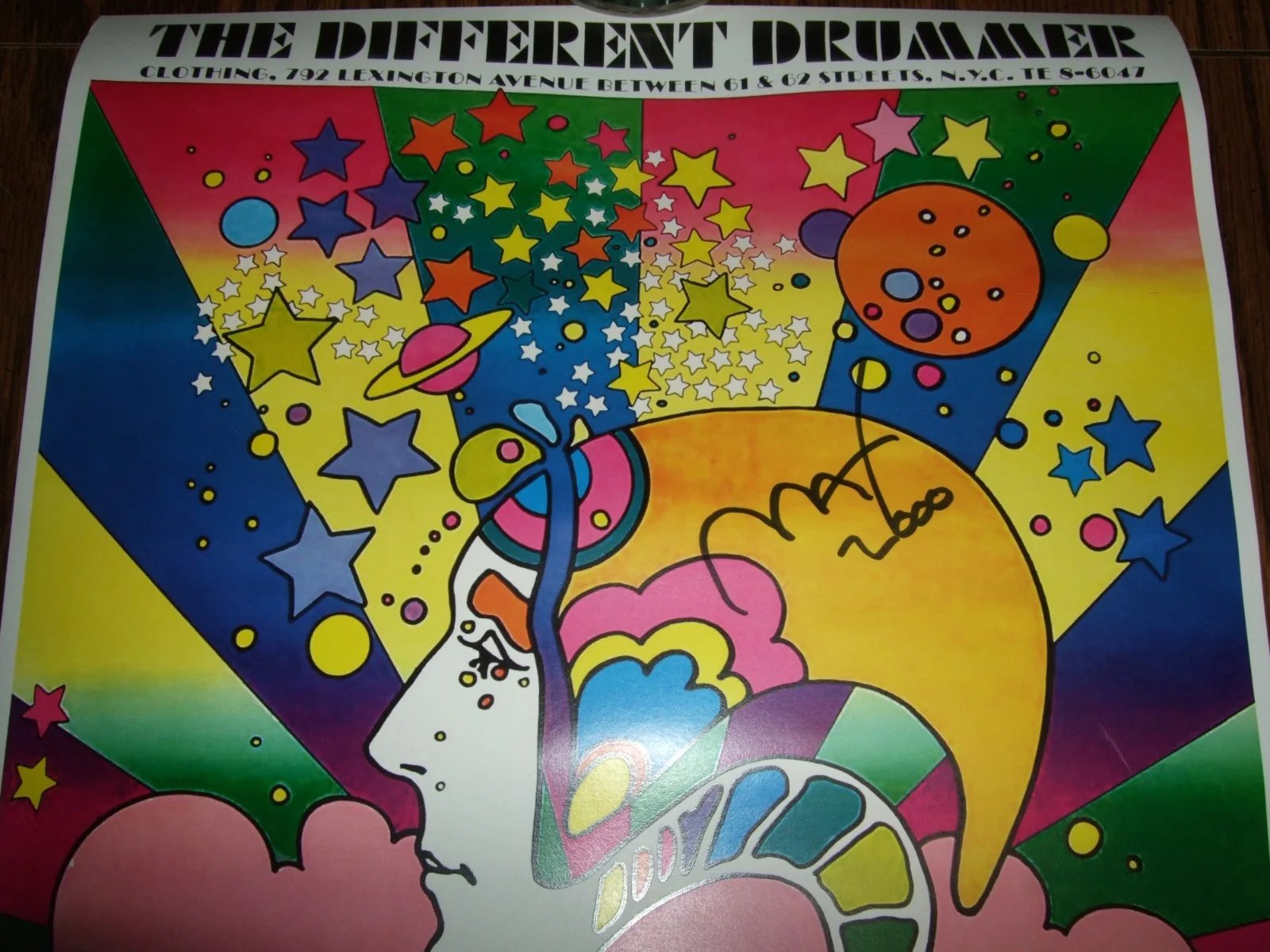 Peter Max — Peter Max Autographed Psychedelic Art 11X16 Poster of "THE DIFFERENT DRUMMER", изображение 3