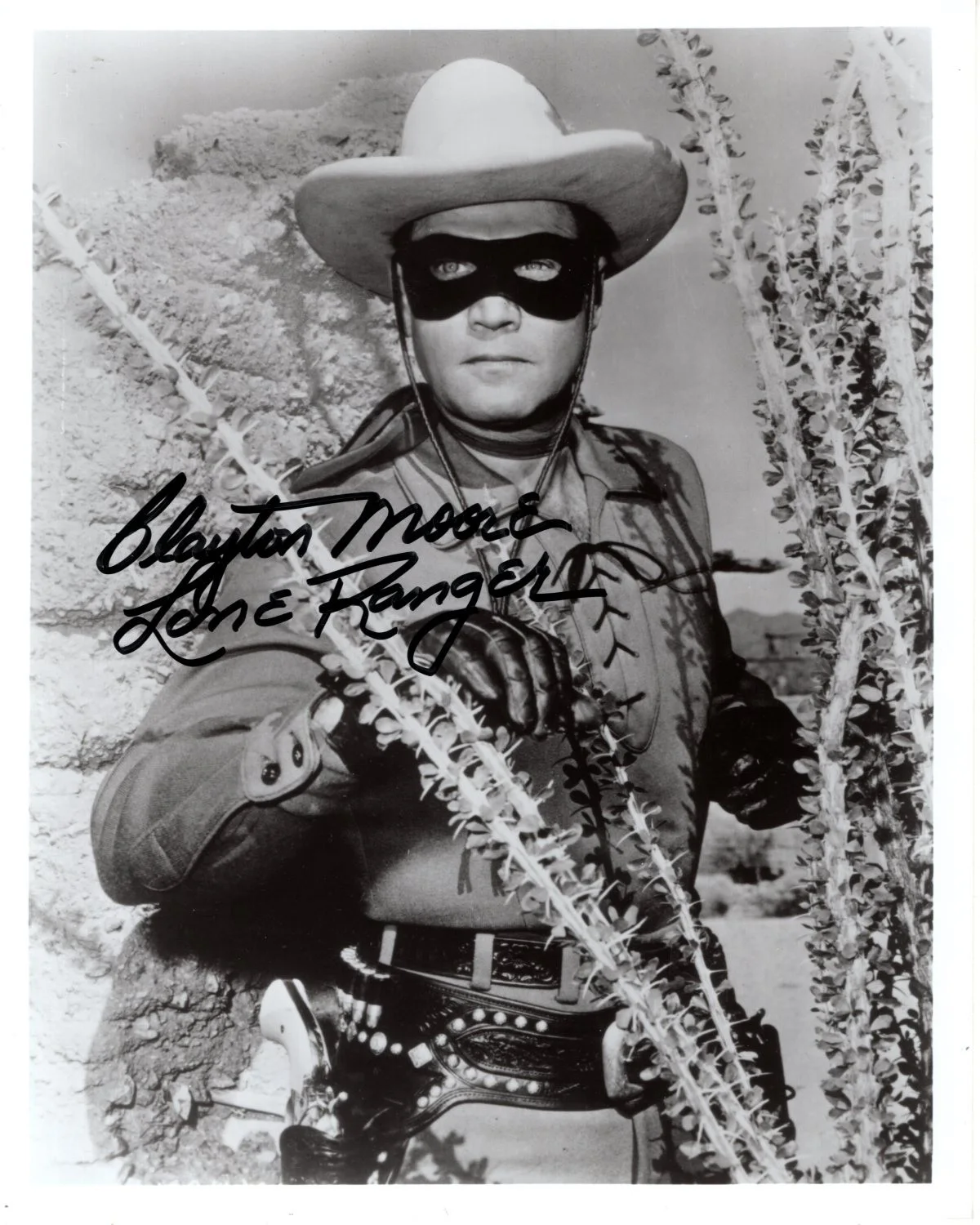 Clayton Moore — CLAYTON MOORE Signed Autographed 8x10 THE LONE RANGER Photo