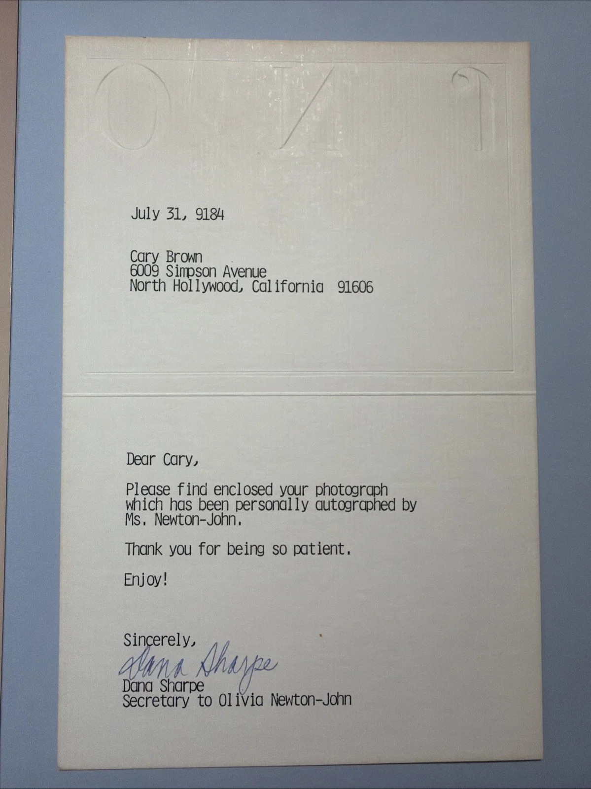 Olivia Newton-John — SIGNED OLIVIA NEWTON JOHN Autograph Hand Signed Photo w Certificate, image 2