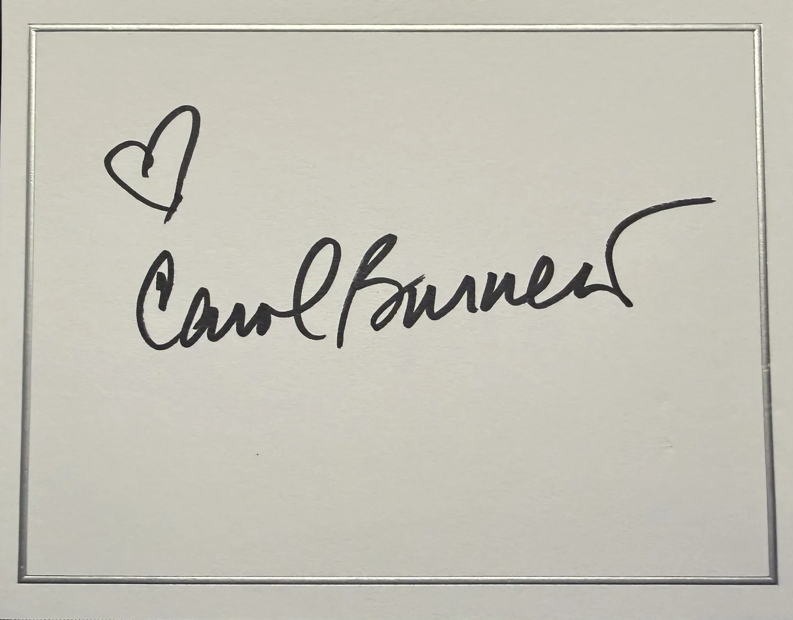 Carol Burnett — CAROL BURNETT - SIGNED 4.25” x 5.5” Index Card " THE CAROL BURNETT SHOW "