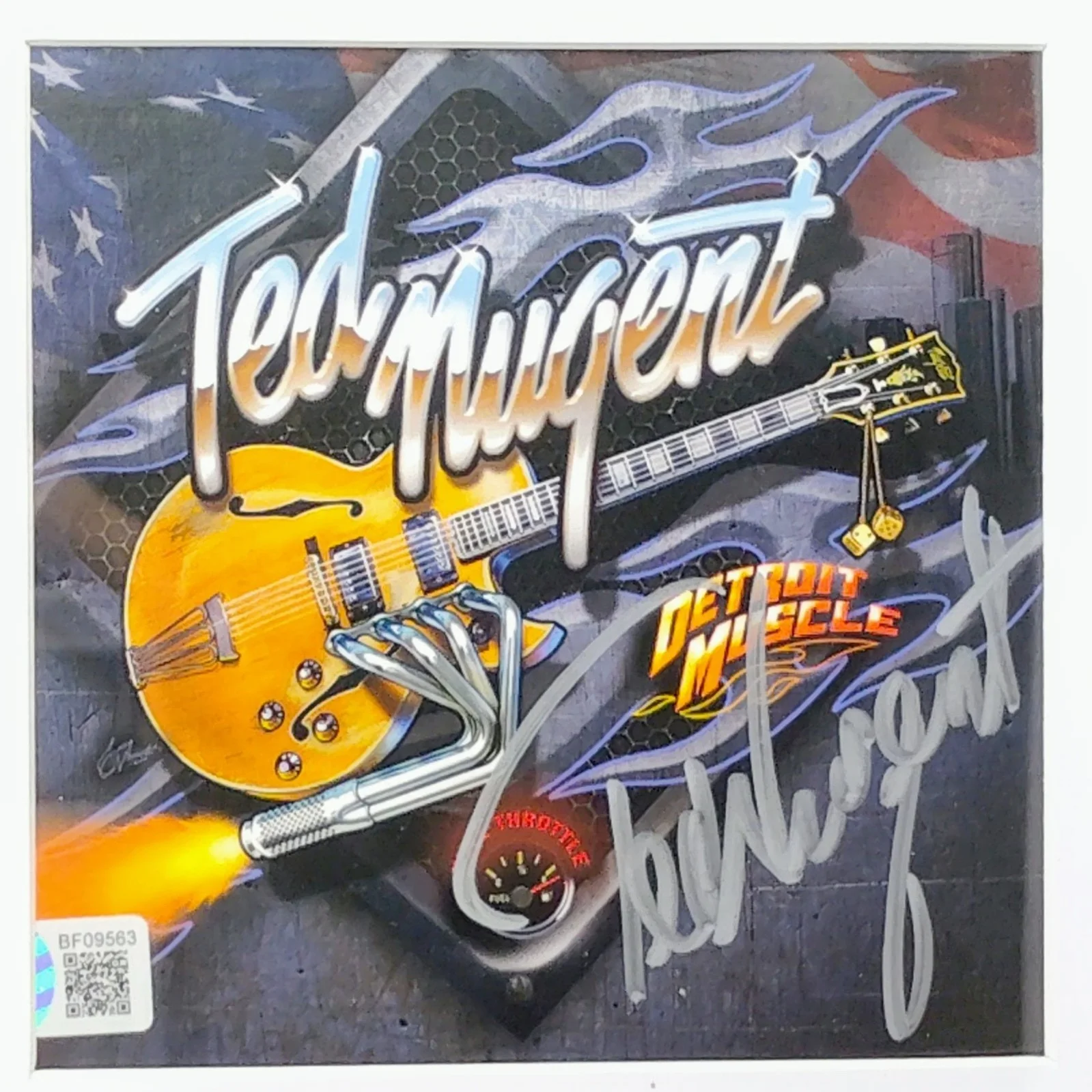 Ted Nugent — Ted Nugent Signed Detroit Muscle CD Framed Beckett BAS COA Rock Music Autograph, image 2