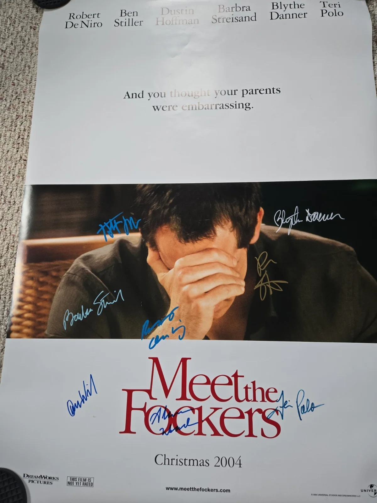 Barbara Streisand- Dustin Hoffman Plus ' Meet The Fockers' Signed Poster. C.O.A!, изображение 2
