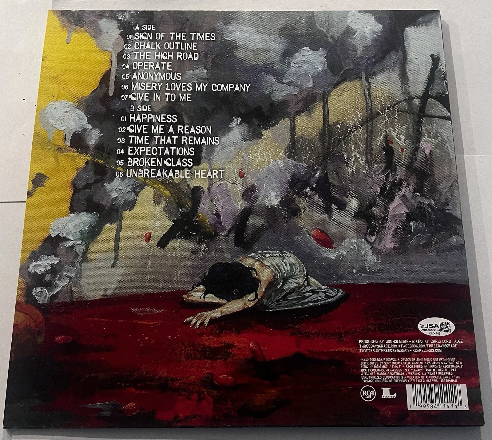 THREE DAYS GRACE SIGNED TRANSIT OF VENUS LP VINYL RECORD ALBUM JSA COA, изображение 5