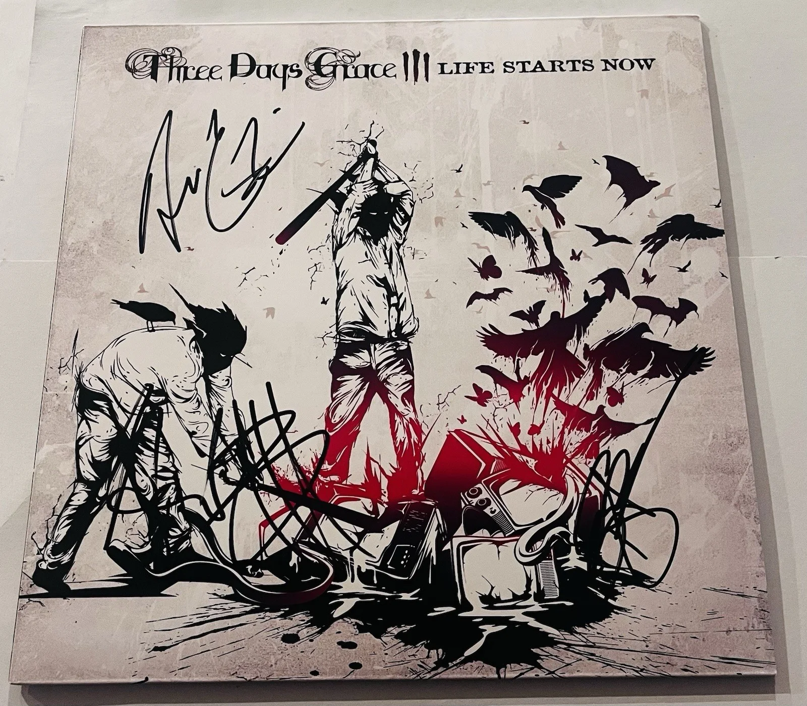 THREE DAYS GRACE SIGNED LIFE STARTS NOW LP VINYL RECORD ALBUM ADAM GONTIER JSA, image 3