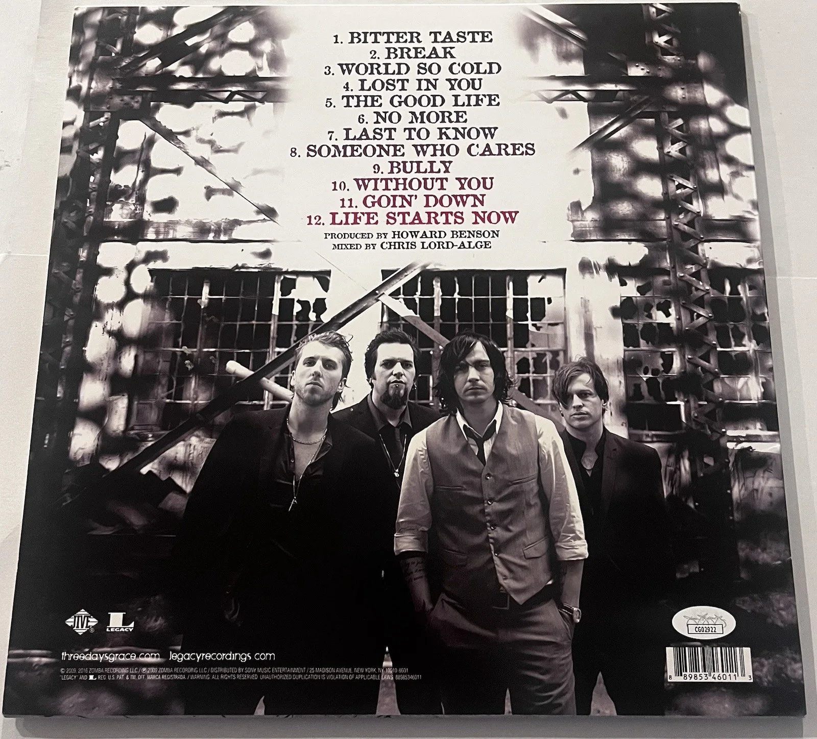 THREE DAYS GRACE SIGNED LIFE STARTS NOW LP VINYL RECORD ALBUM ADAM GONTIER JSA, image 4