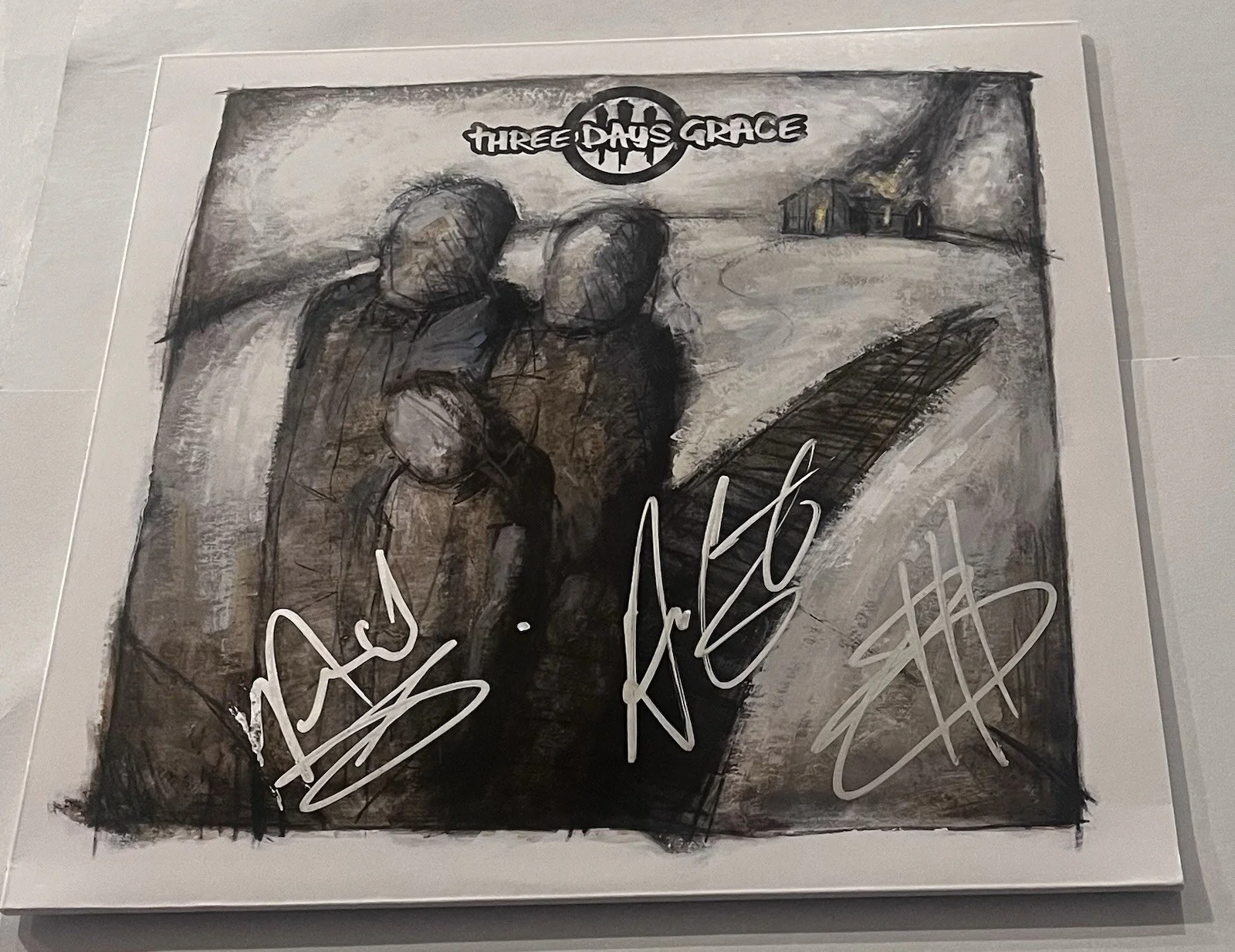 THREE DAYS GRACE SIGNED LP VINYL RECORD ALBUM ADAM GONTIER NEIL BRAD JSA COA, изображение 3