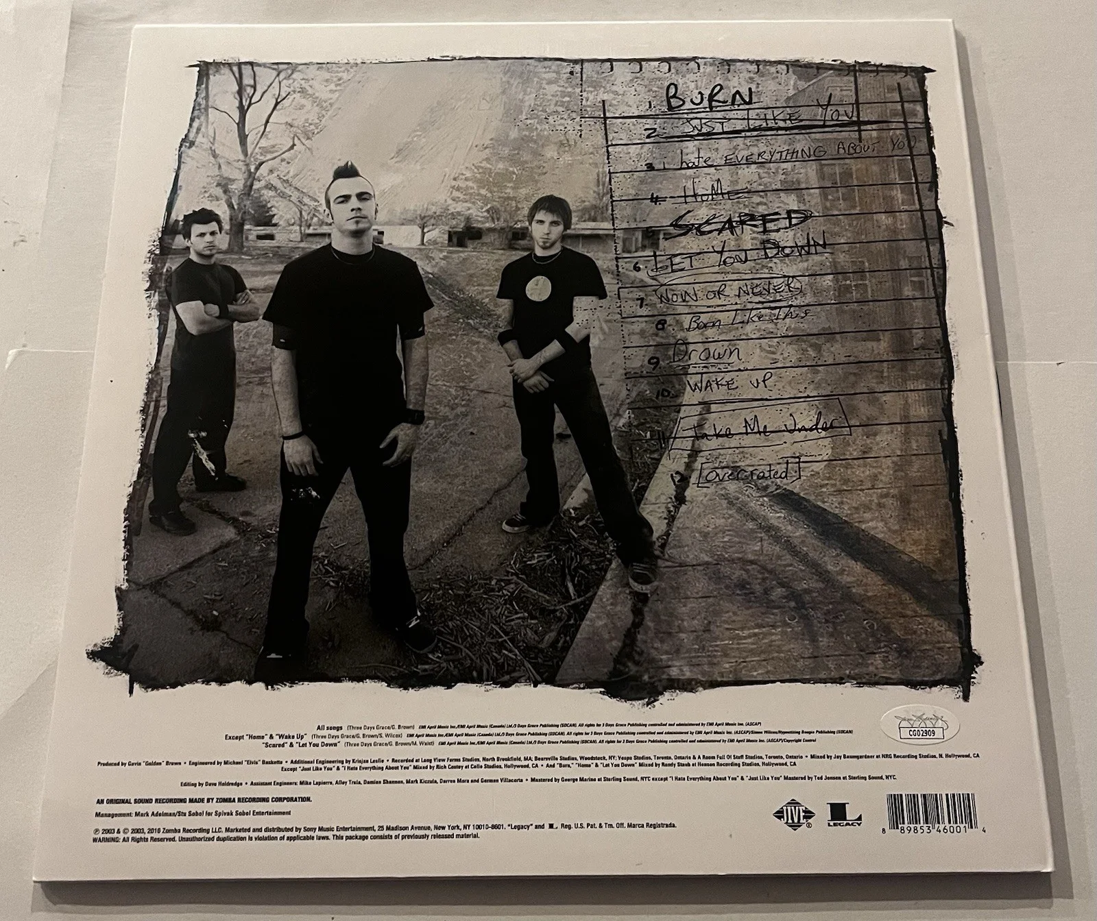 THREE DAYS GRACE SIGNED LP VINYL RECORD ALBUM ADAM GONTIER NEIL BRAD JSA COA, изображение 4