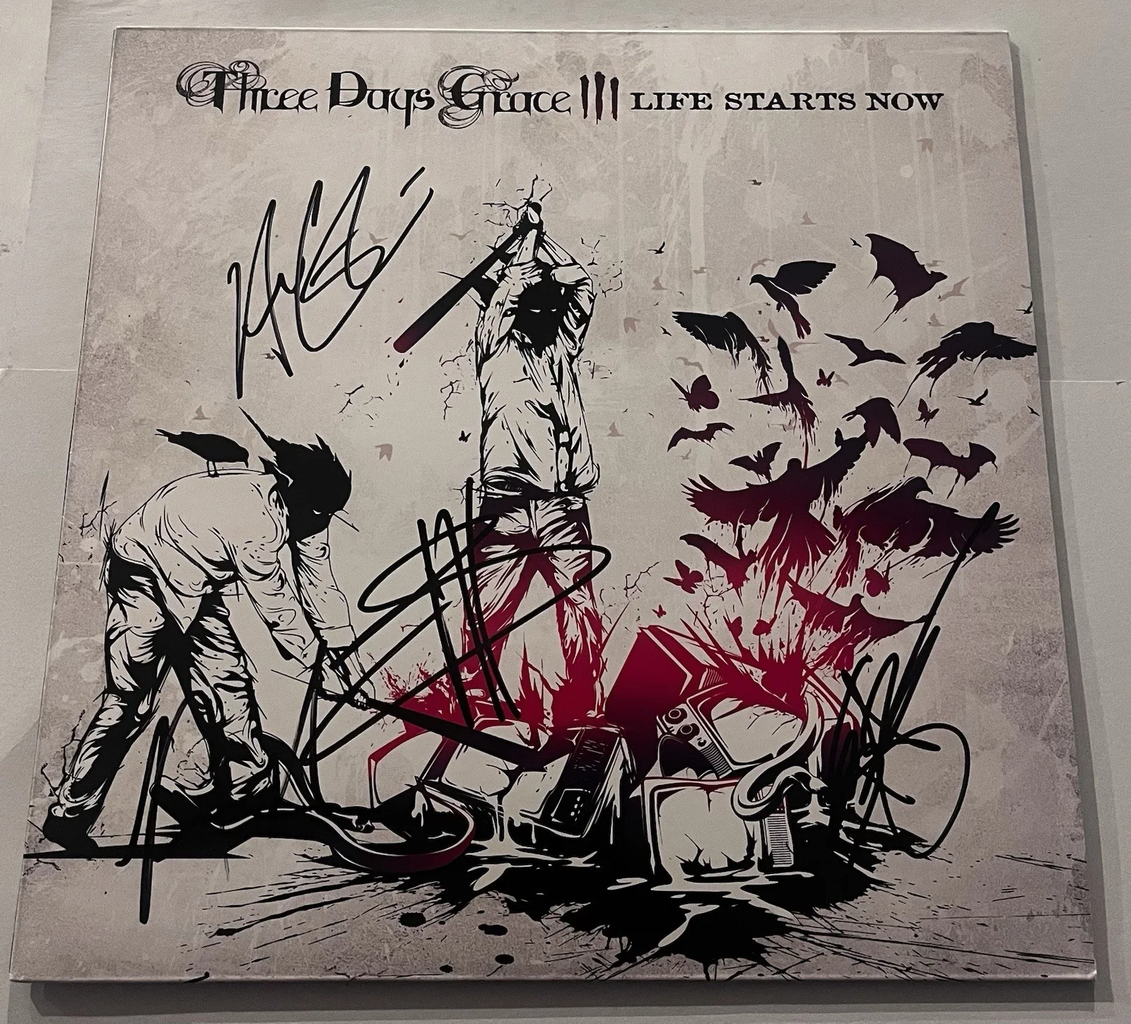 THREE DAYS GRACE SIGNED LIFE STARTS NOW LP VINYL RECORD ALBUM ADAM GONTIER JSA, image 3