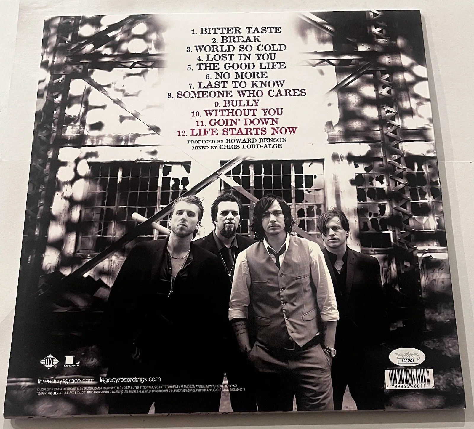 THREE DAYS GRACE SIGNED LIFE STARTS NOW LP VINYL RECORD ALBUM ADAM GONTIER JSA, image 4