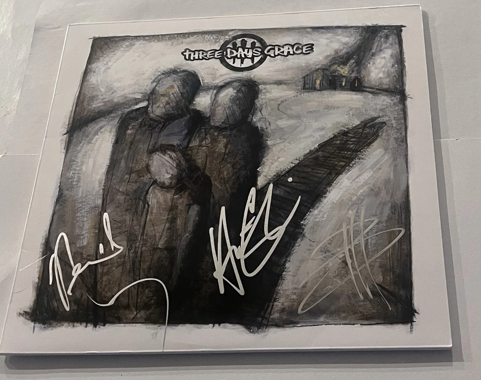 THREE DAYS GRACE SIGNED LP VINYL RECORD ALBUM ADAM GONTIER NEIL BRAD JSA COA, изображение 3