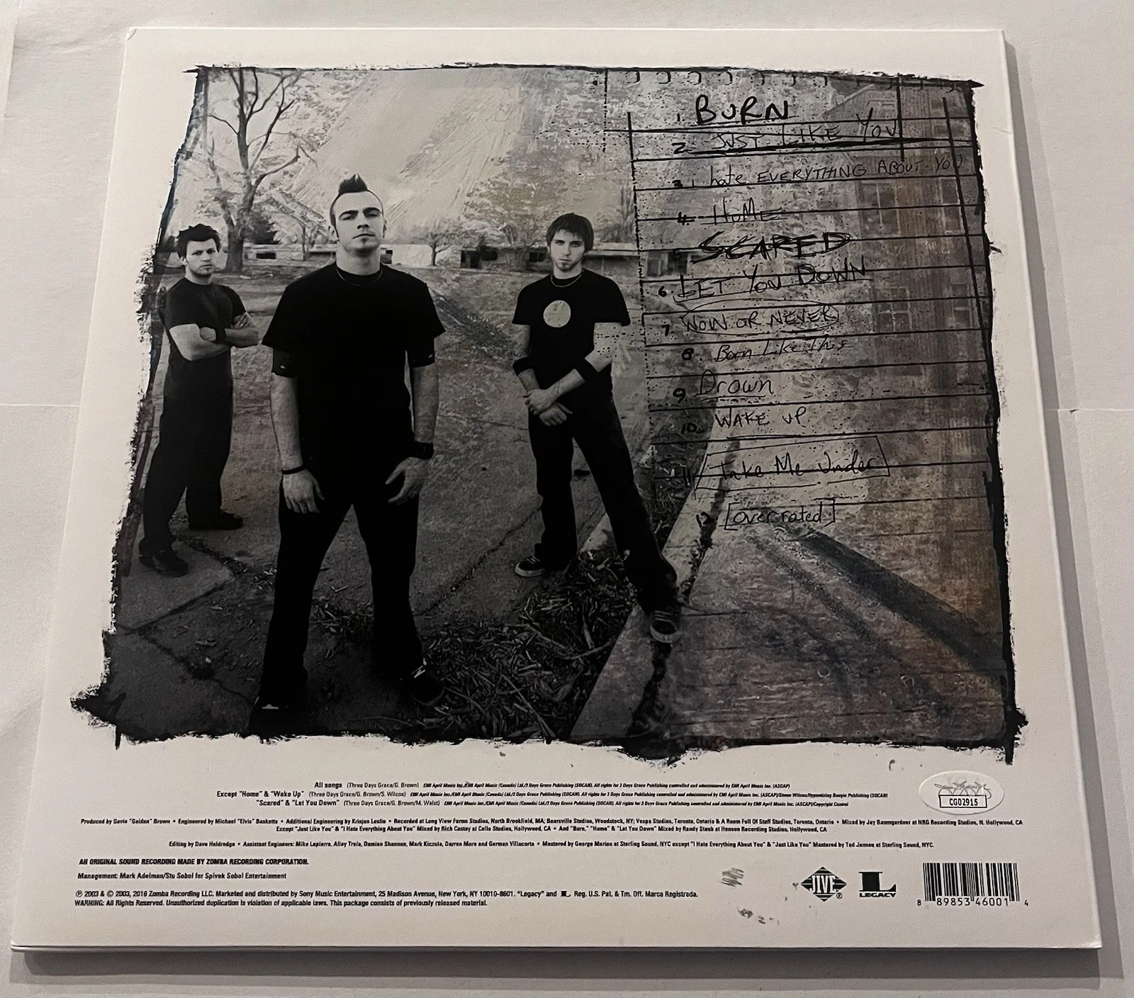 THREE DAYS GRACE SIGNED LP VINYL RECORD ALBUM ADAM GONTIER NEIL BRAD JSA COA, изображение 4