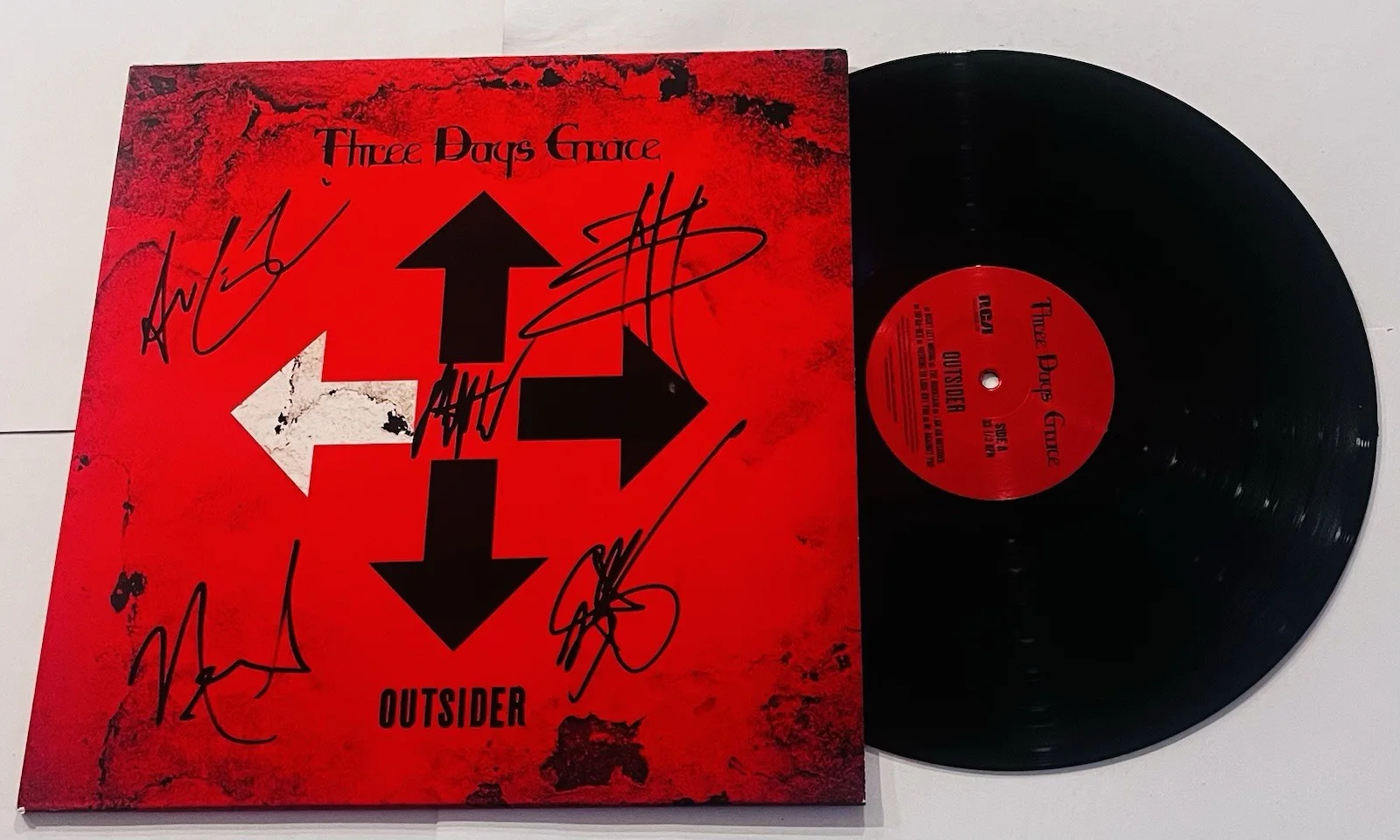 THREE DAYS GRACE SIGNED OUTSIDER LP VINYL RECORD ALBUM ADAM GONTIER +4 JSA COA, изображение 2