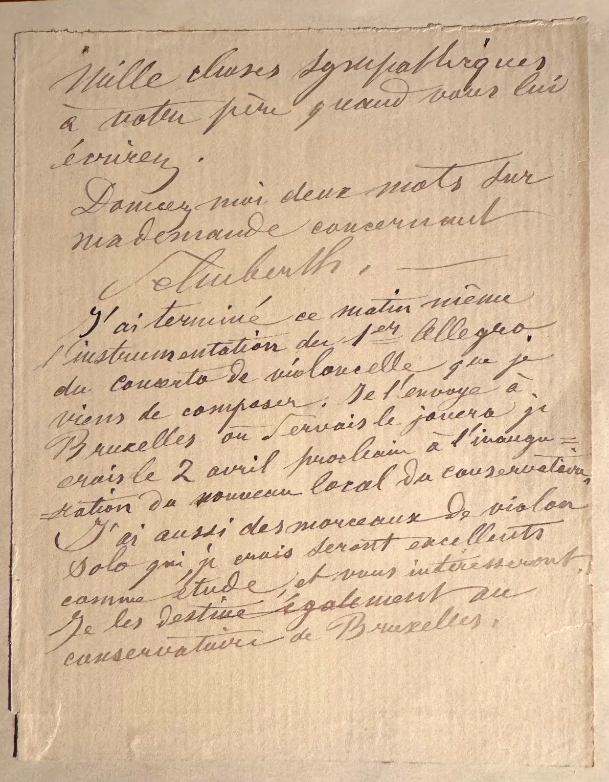 HENRI VIEUXTEMPS autograph letter 1876 Leonard Violinist Composer Cello Concerto, изображение 2
