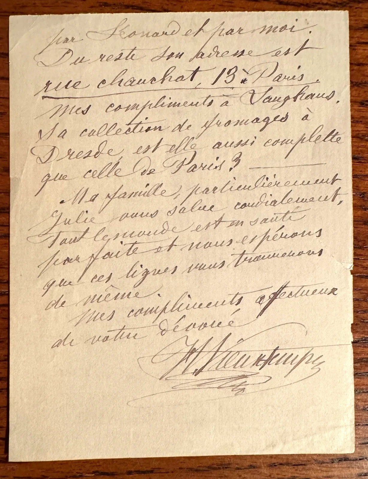HENRI VIEUXTEMPS autograph letter 1876 Leonard Violinist Composer Cello Concerto, изображение 3