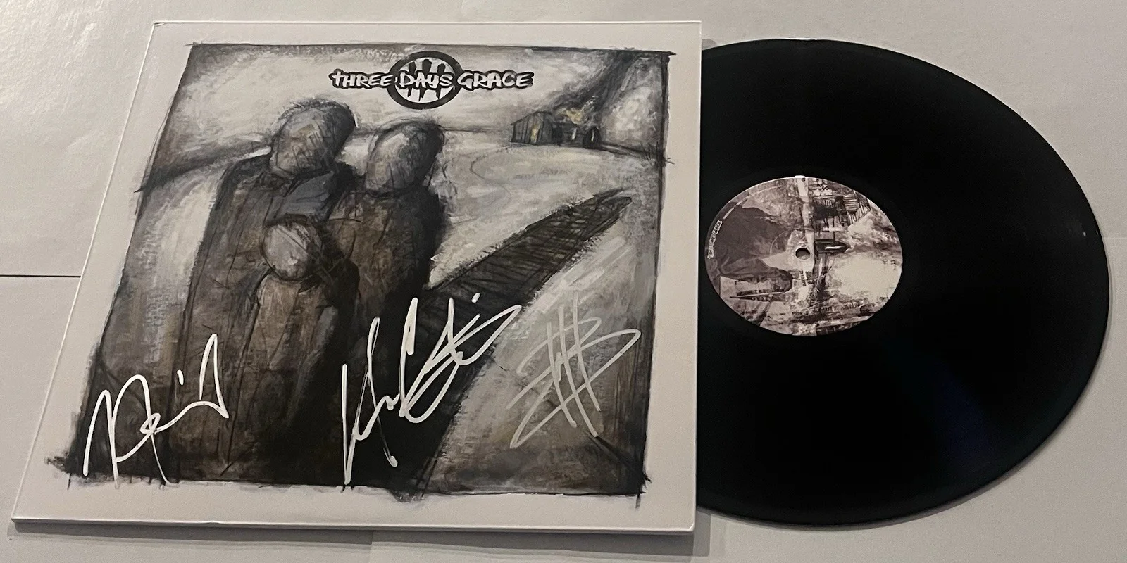 THREE DAYS GRACE SIGNED LP VINYL RECORD ALBUM ADAM GONTIER NEIL BRAD JSA COA, изображение 2