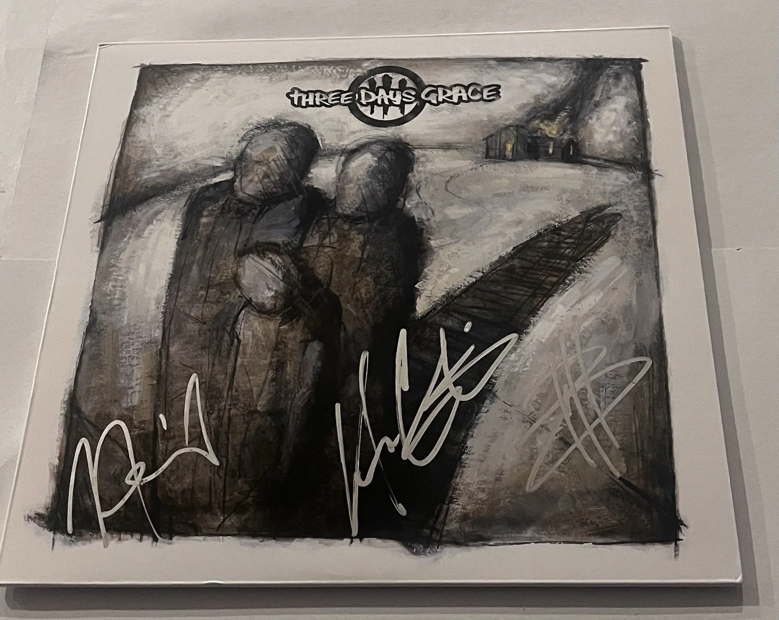 THREE DAYS GRACE SIGNED LP VINYL RECORD ALBUM ADAM GONTIER NEIL BRAD JSA COA, изображение 3