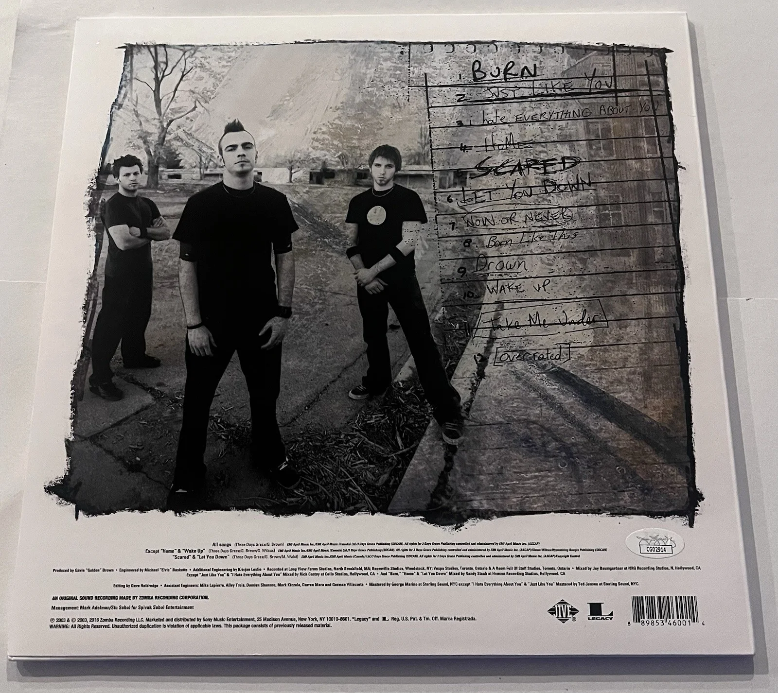THREE DAYS GRACE SIGNED LP VINYL RECORD ALBUM ADAM GONTIER NEIL BRAD JSA COA, изображение 4