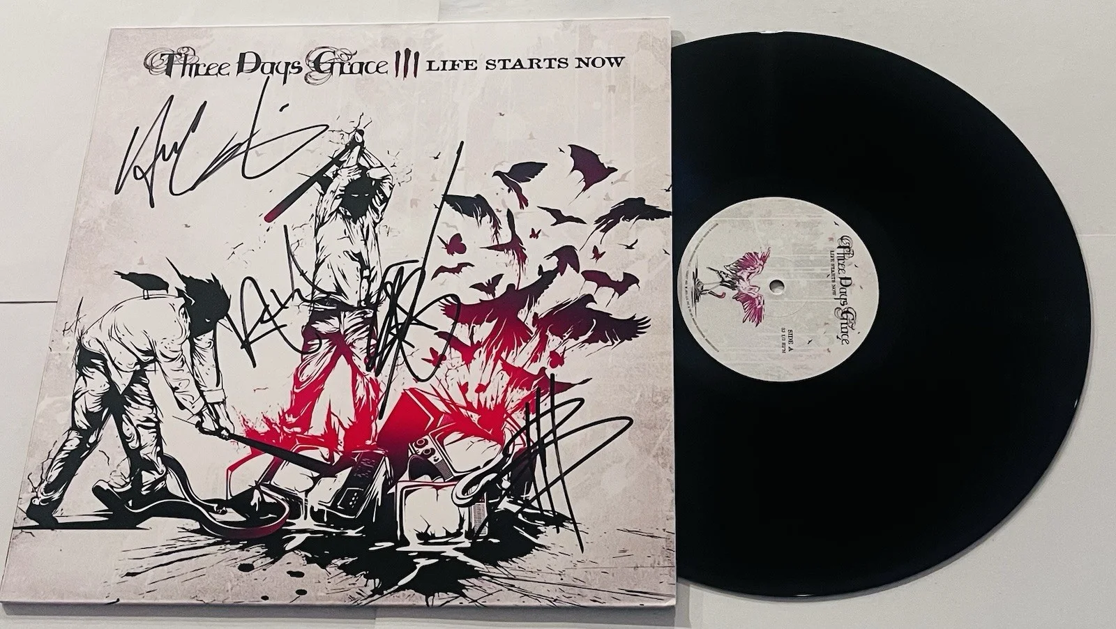THREE DAYS GRACE SIGNED LIFE STARTS NOW LP VINYL RECORD ALBUM ADAM GONTIER JSA, image 2