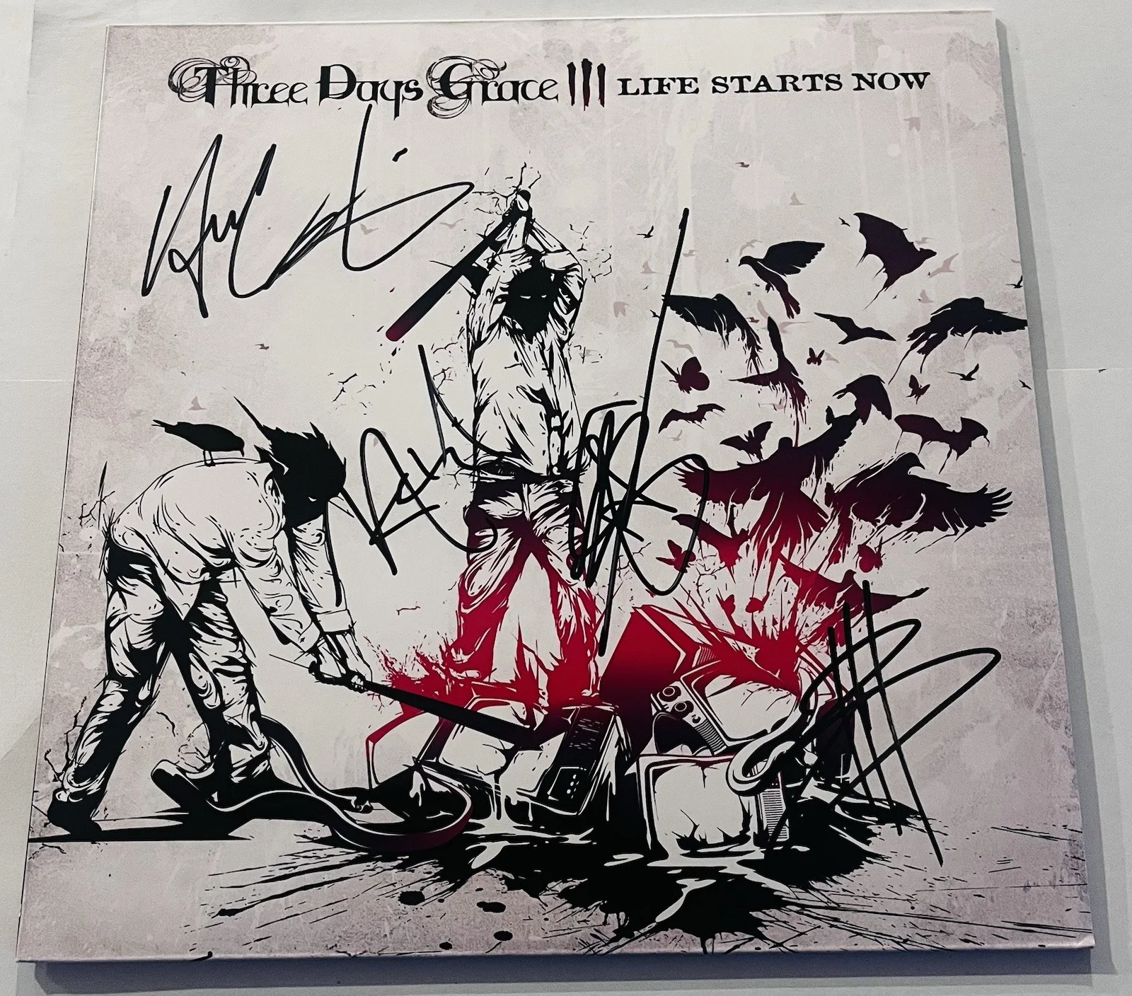 THREE DAYS GRACE SIGNED LIFE STARTS NOW LP VINYL RECORD ALBUM ADAM GONTIER JSA, image 3