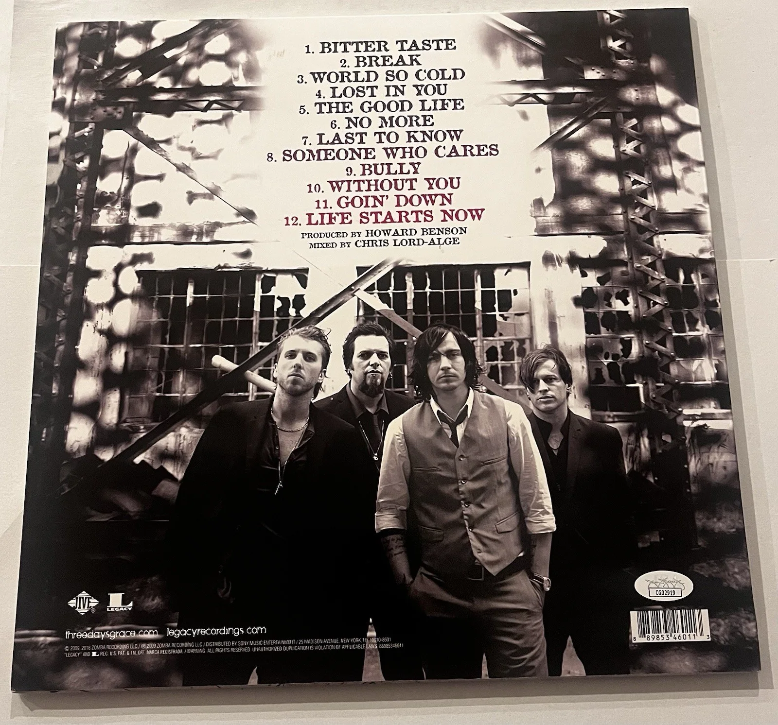 THREE DAYS GRACE SIGNED LIFE STARTS NOW LP VINYL RECORD ALBUM ADAM GONTIER JSA, image 4