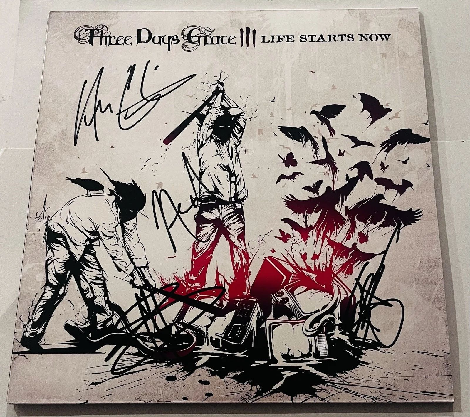 THREE DAYS GRACE SIGNED LIFE STARTS NOW LP VINYL RECORD ALBUM ADAM GONTIER JSA, image 3