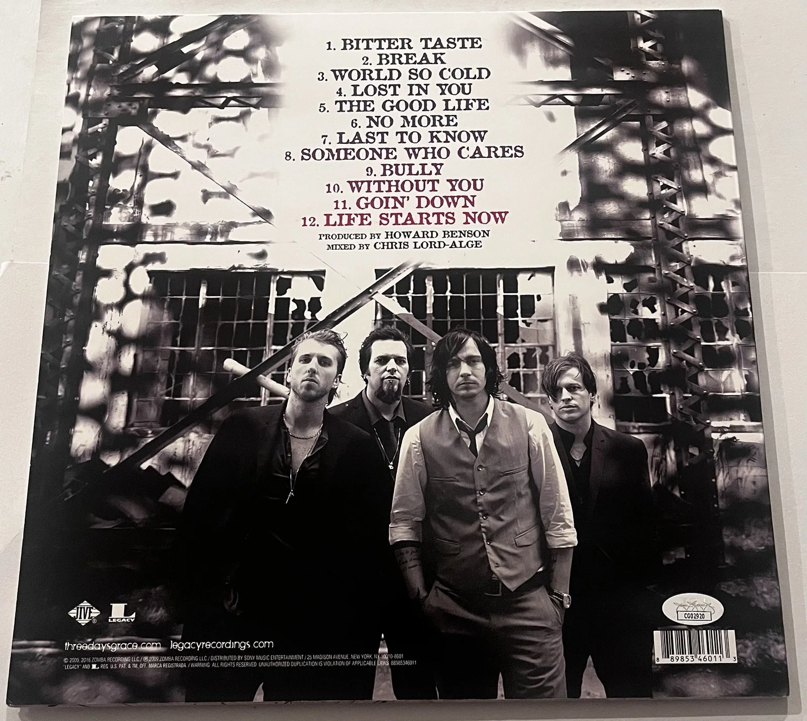 THREE DAYS GRACE SIGNED LIFE STARTS NOW LP VINYL RECORD ALBUM ADAM GONTIER JSA, image 4