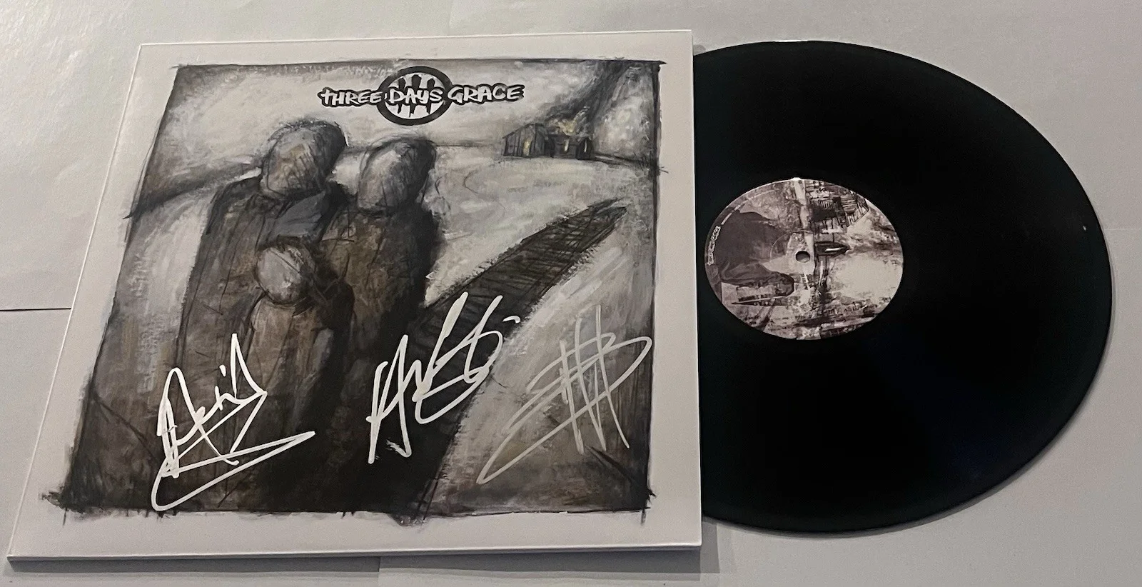 THREE DAYS GRACE SIGNED LP VINYL RECORD ALBUM ADAM GONTIER NEIL BRAD JSA COA, изображение 2