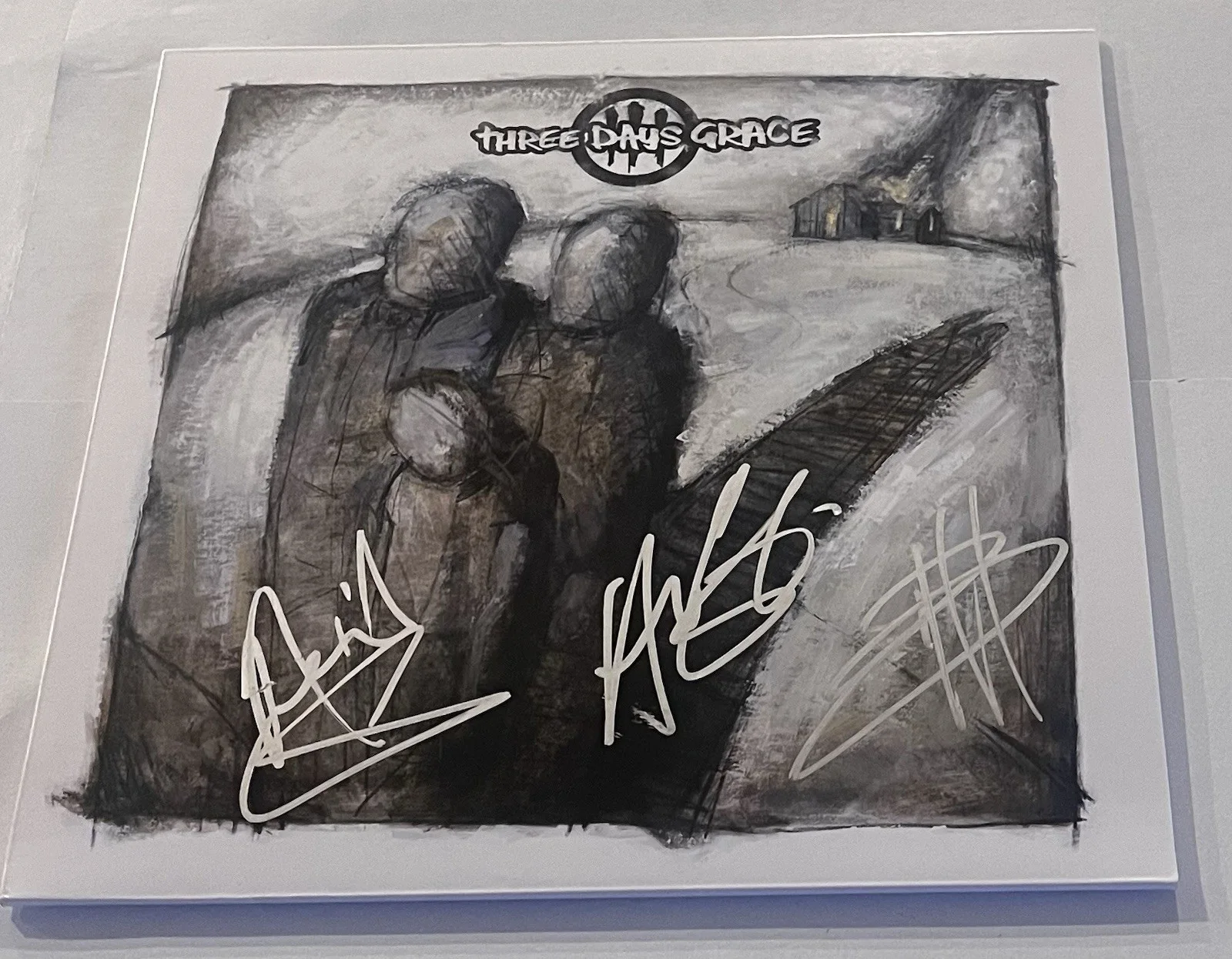 THREE DAYS GRACE SIGNED LP VINYL RECORD ALBUM ADAM GONTIER NEIL BRAD JSA COA, изображение 3