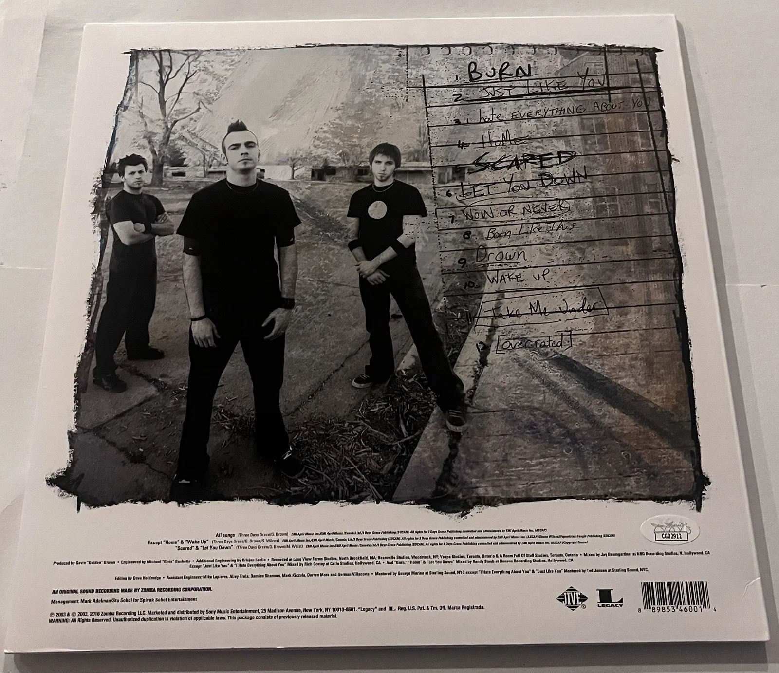 THREE DAYS GRACE SIGNED LP VINYL RECORD ALBUM ADAM GONTIER NEIL BRAD JSA COA, изображение 4