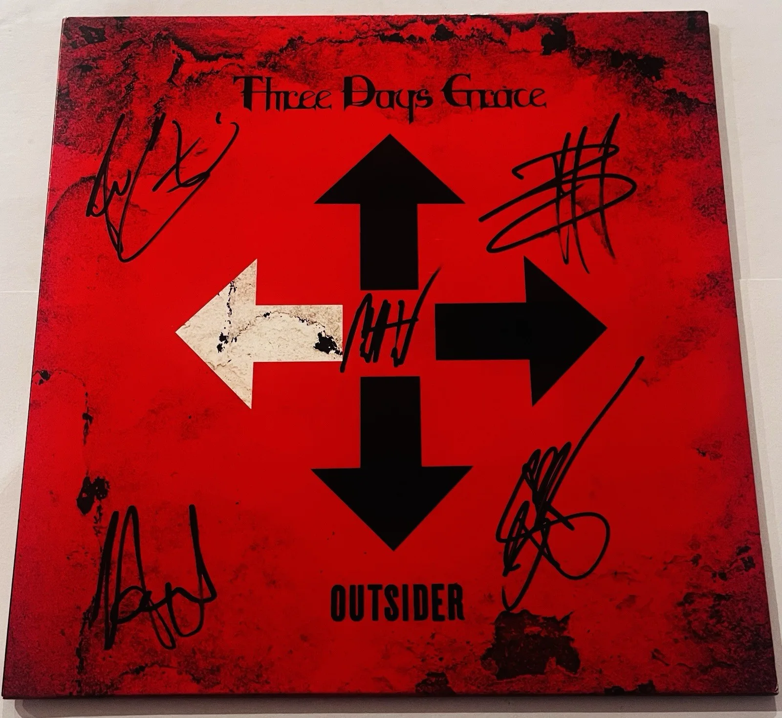 THREE DAYS GRACE SIGNED OUTSIDER LP VINYL RECORD ALBUM ADAM GONTIER +4 JSA COA, image 3