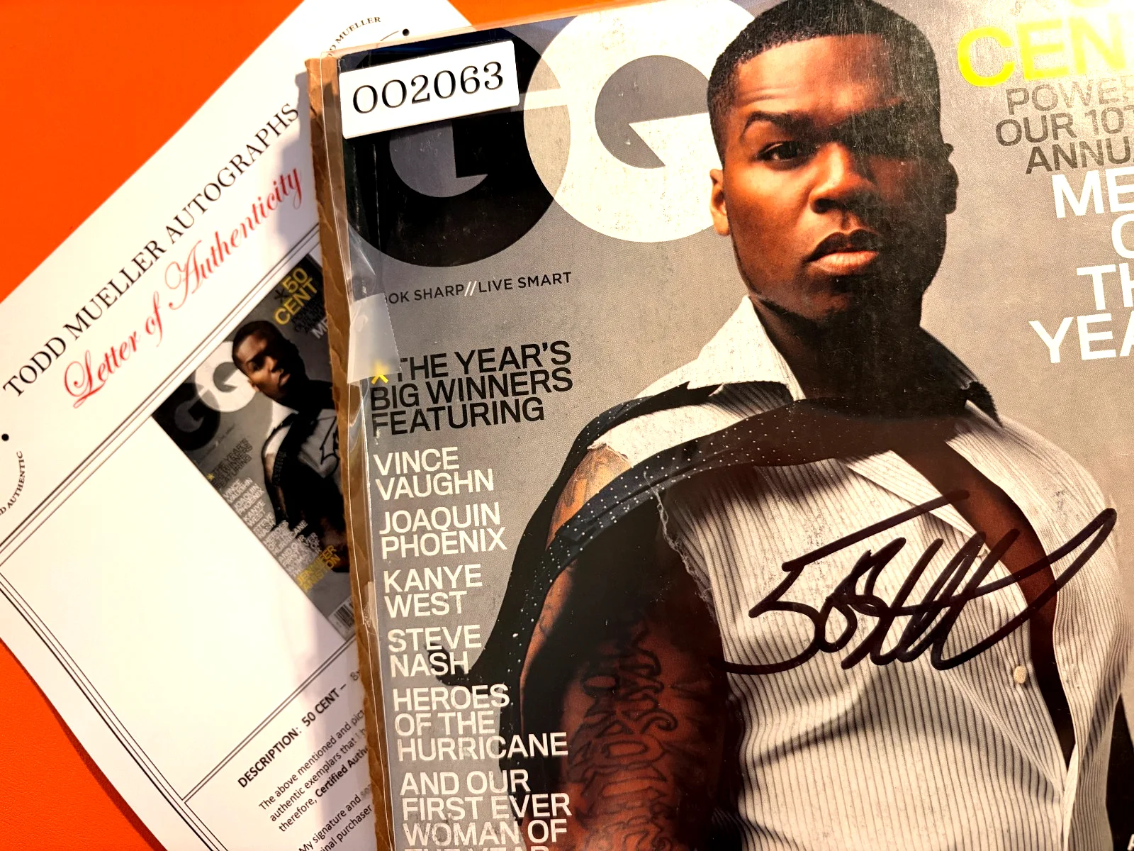 50 Cent Signed•GQ 2005 December• Full Magazine•COA Todd Mueller Autoographs, изображение 2
