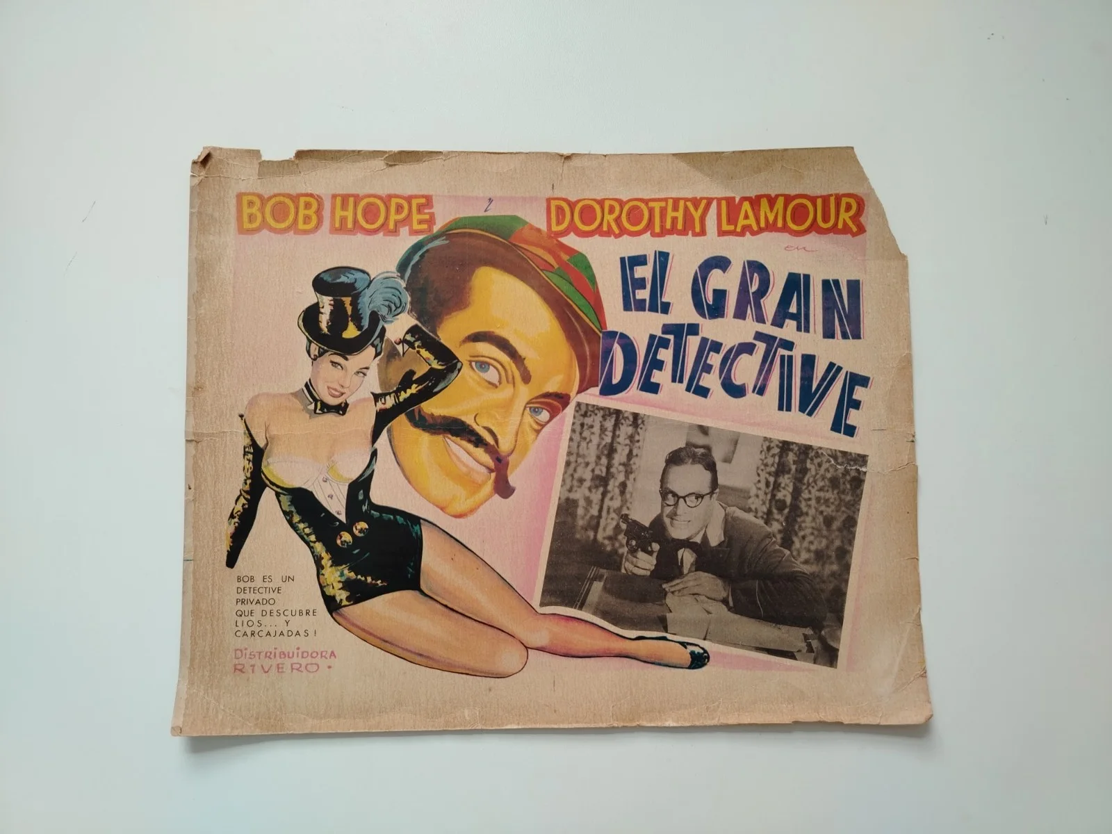 1947 El Gran Detective Mexican Lobby Card / Mini Poster Bob Hope My Favorite Bru, изображение 2