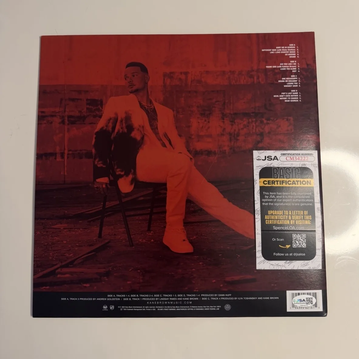 Kane Brown Country Artist Autographed Different Man Vinyl Record JSA COA, изображение 2