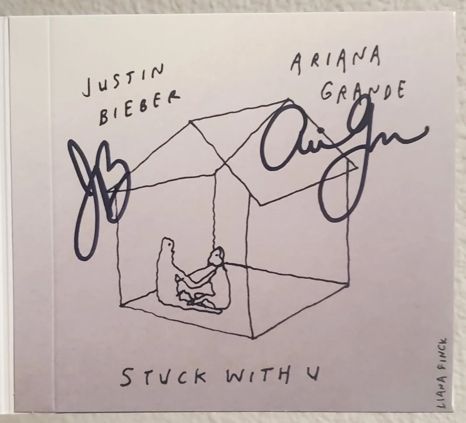 JUSTIN BIEBER & ARIANA GRANDE - STUCK WITH U AUTOGRAPHED/SIGNED CD SINGLE Black, изображение 2