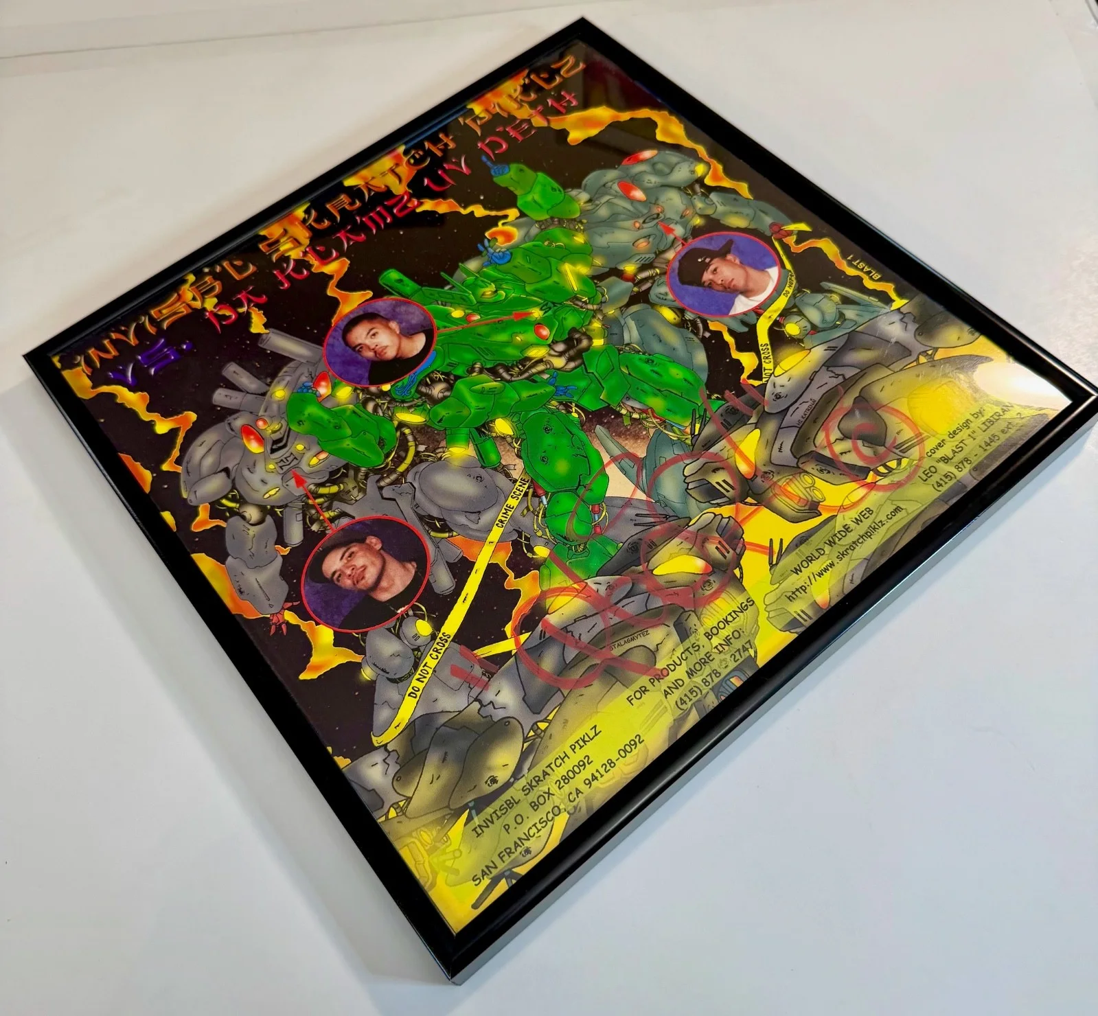 Invisibl Skratch Piklz show poster Autographed by DJ Q-Bert - framed NM, image 2