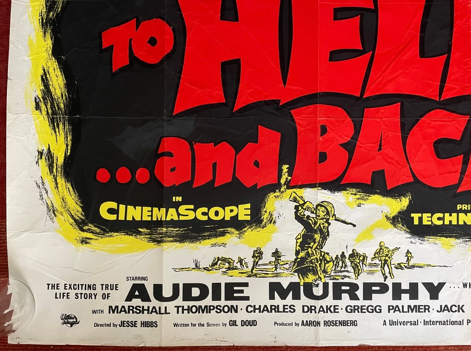 TO HELL AND BACK (1955) Original UK Quad War Movie Film Poster Audie Murphy, изображение 4