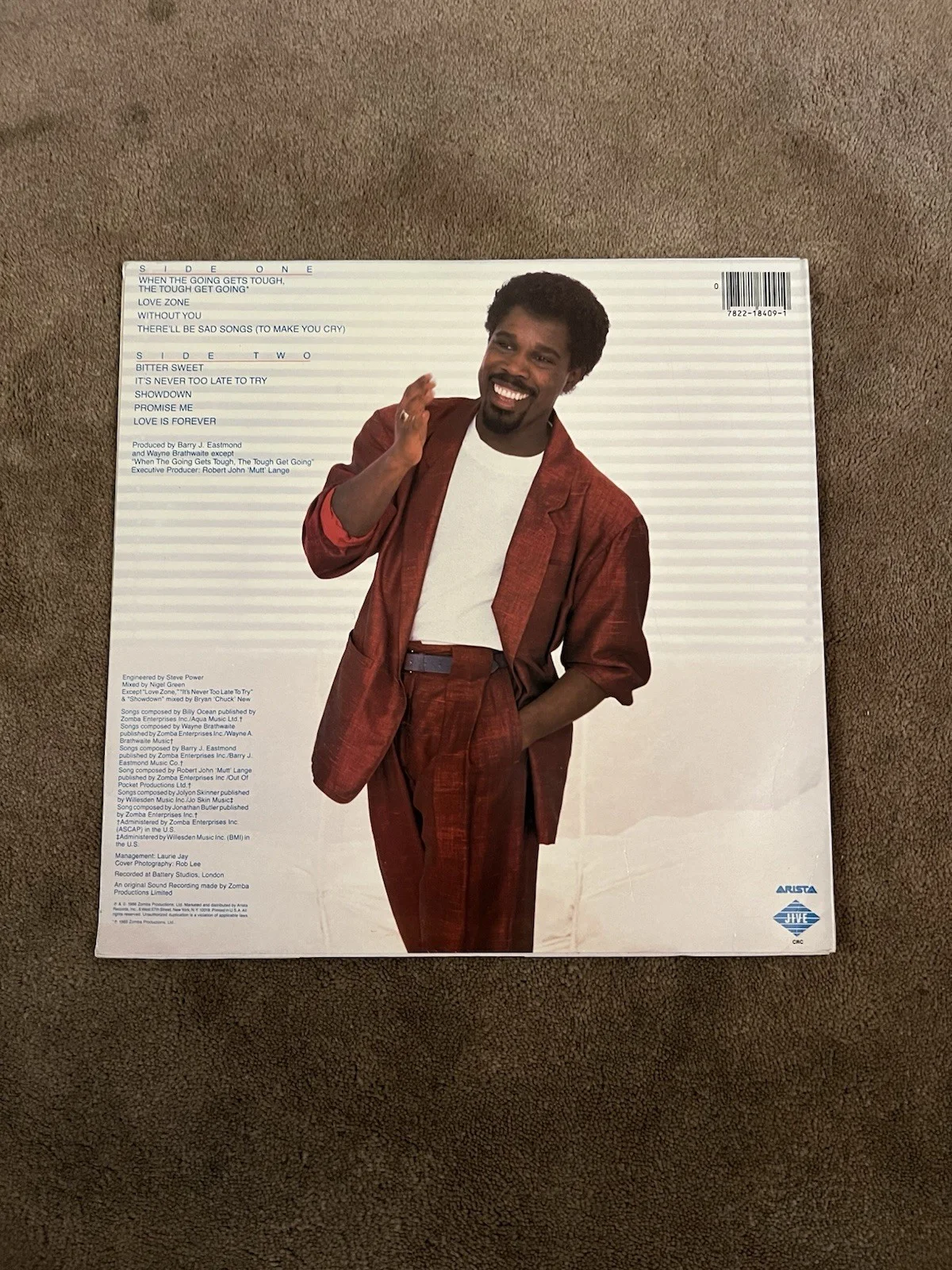 Billy Ocean Autographed Album Record Vinyl Love Zone, image 3