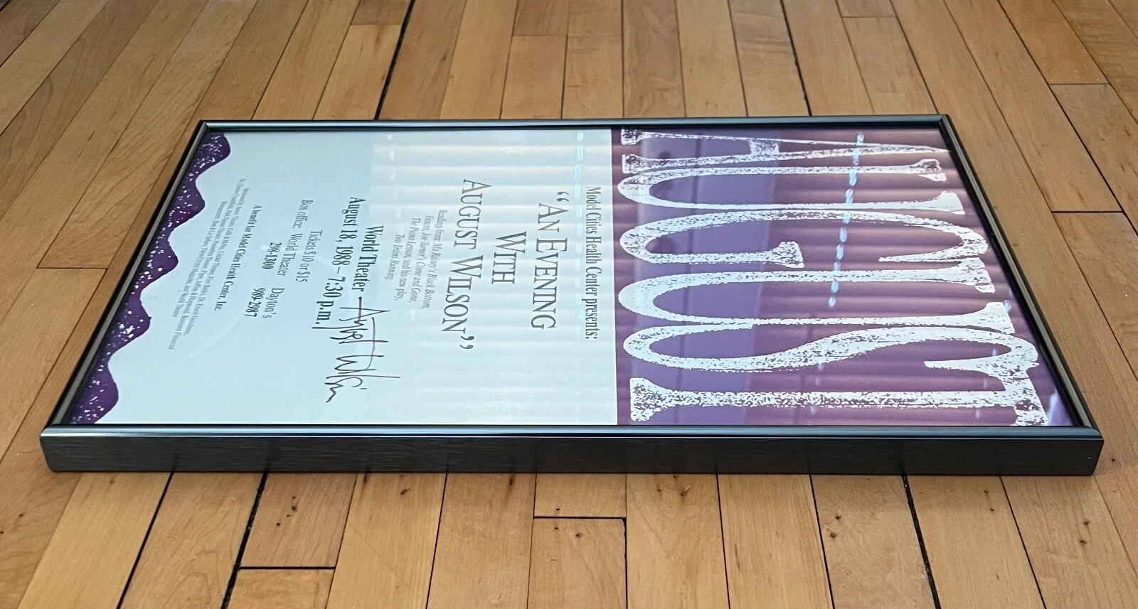 August Wilson — August Wilson Signed "An Evening with August Wilson" (1988) Framed Poster, image 4